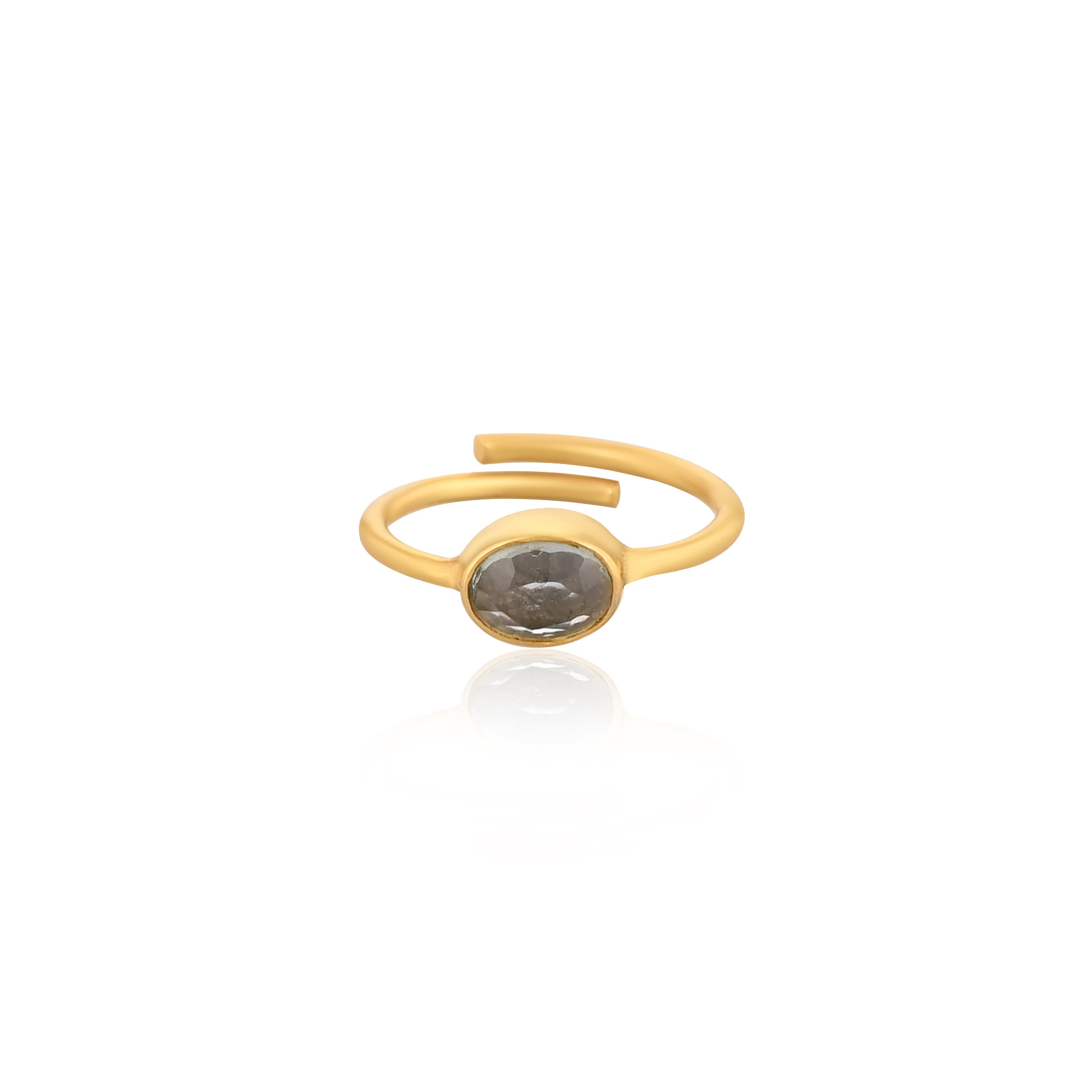 925 Sterling Solid Silver Blue Topaz Hydro Boho Designer Yellow Gold Plated Adjustable Ring