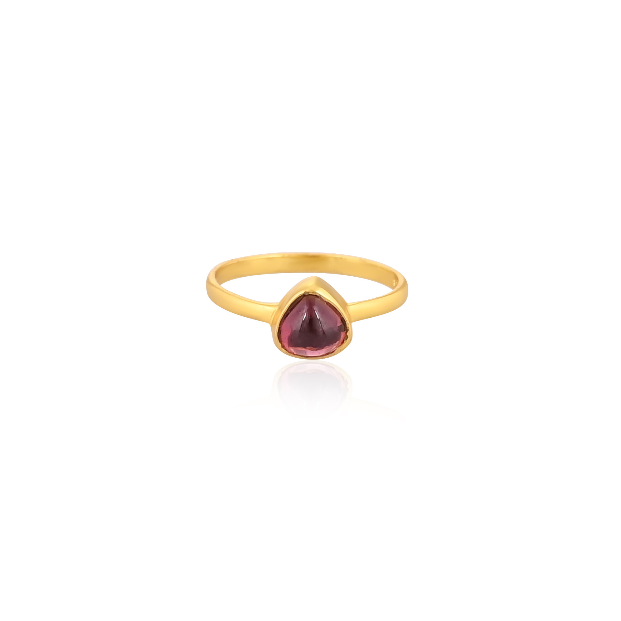 925 Sterling Silver Natural Tourmaline Heart Shape Handmade Yellow Gold Plated Ring Fine Jewelry Wholesale Rings