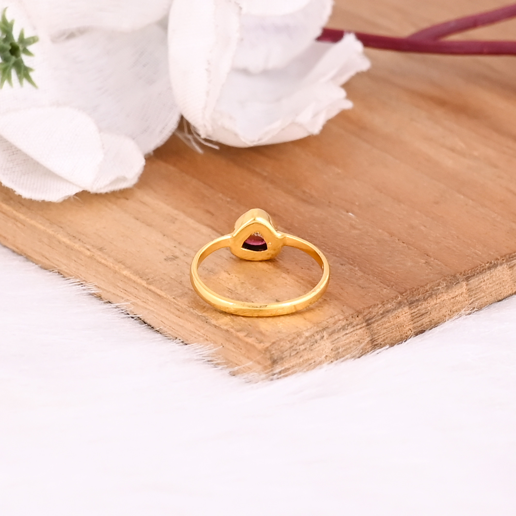 925 Sterling Silver Natural Tourmaline Heart Shape Handmade Yellow Gold Plated Ring Fine Jewelry Wholesale Rings