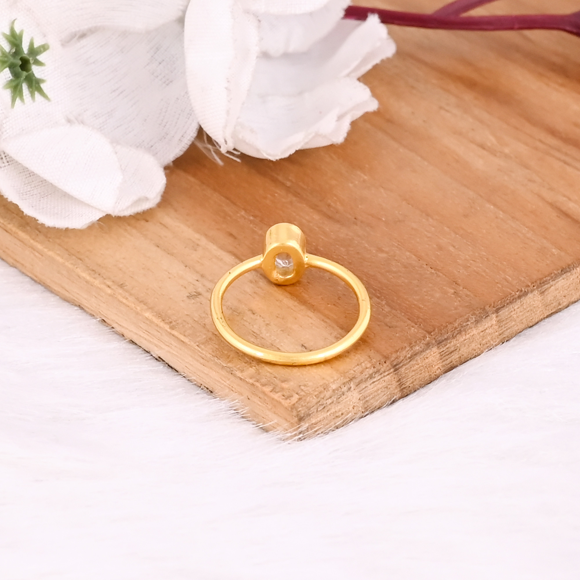925 Sterling Solid Silver Golden Rutile Gemstone Yellow Gold Plated Stacking Band Ring Perfect Gift For Her