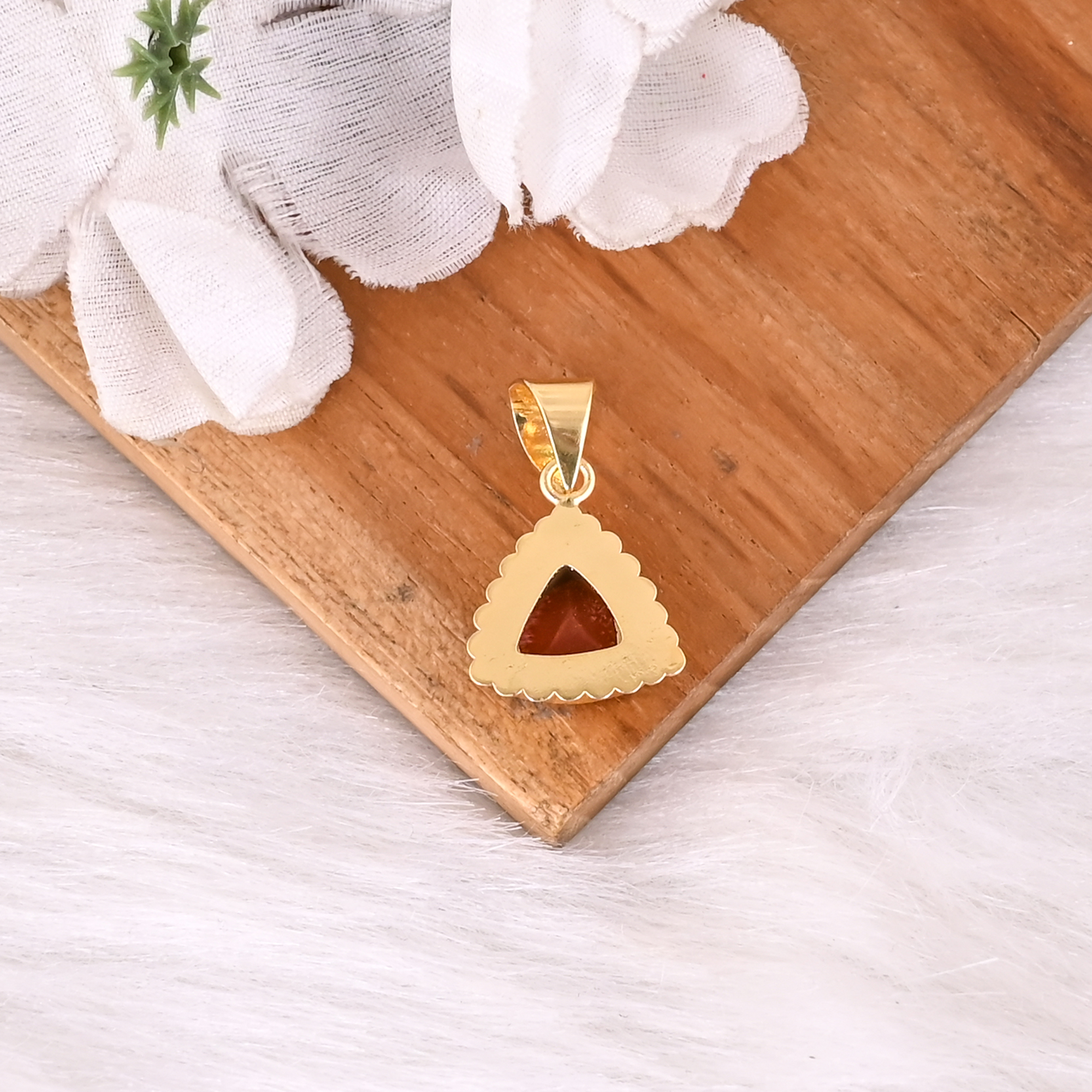 Natural Carnelian Triangle Pendant Gold Plated Brass 25mm  Trendy Minimalist Gemstone Jewelry Charm