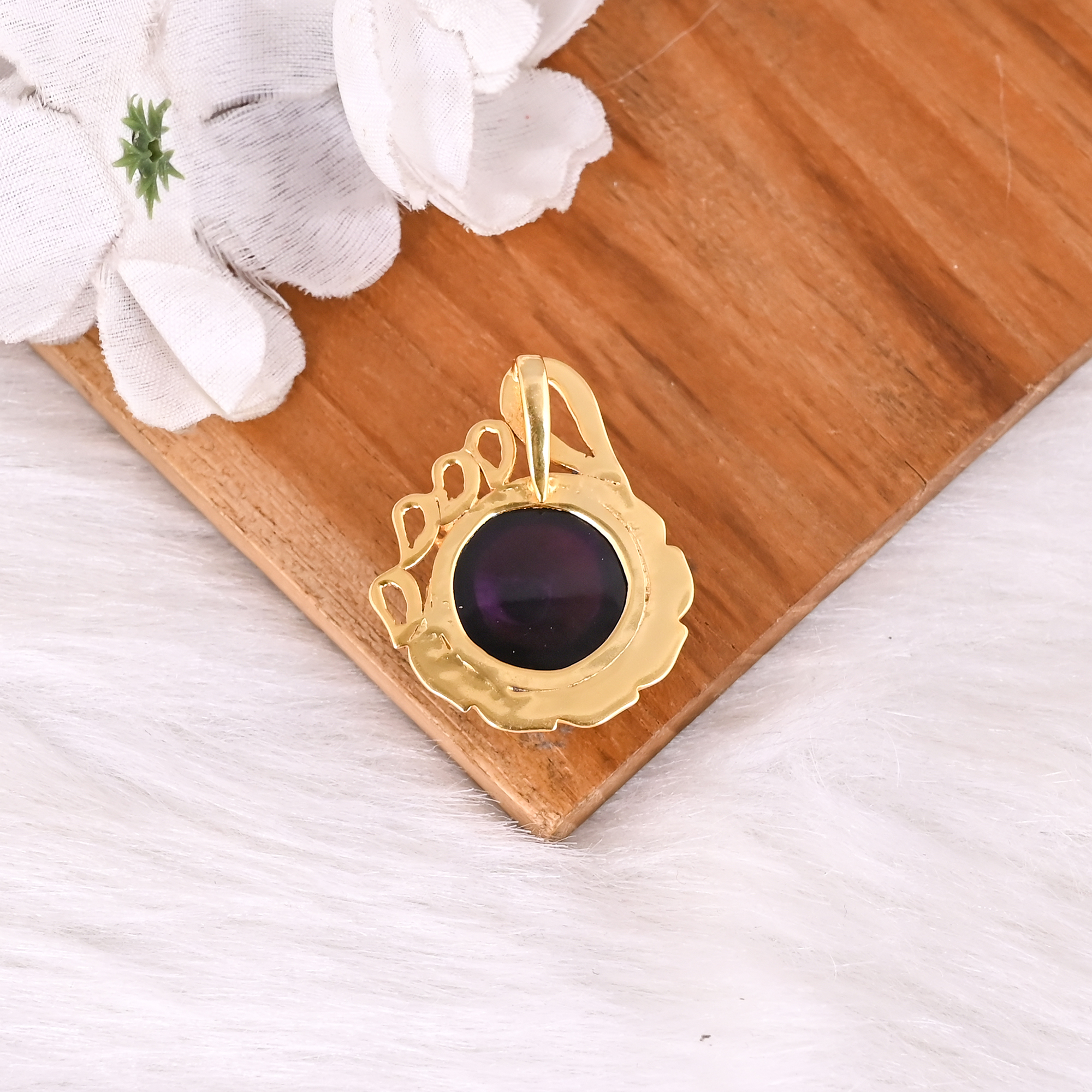 Trendy Natural Purple Amethyst Designer Brass Pendant For Women