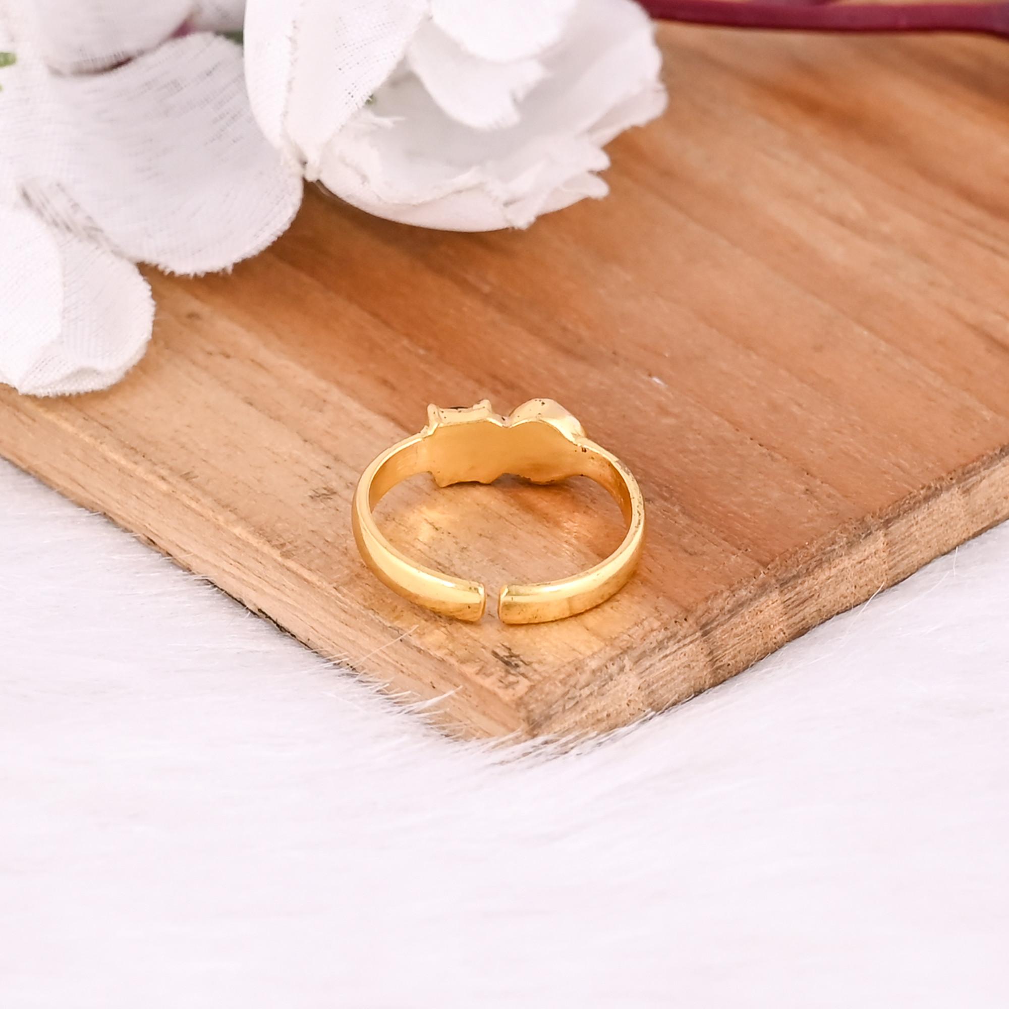 925 Sterling Silver Natural Tourmaline Moonstone Yellow Gold Plated Handmade Adjustable Ring Christmas Gift