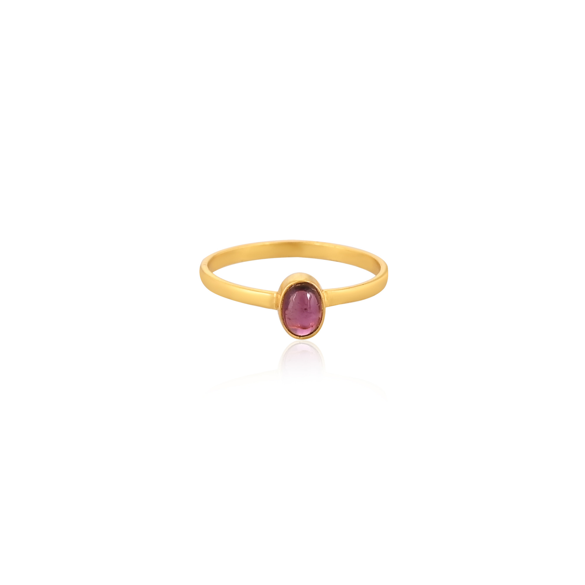 925 Sterling Silver Natural Pink Tourmaline Yellow Gold Plated Handmade Stacking Ring Christmas Gift Jewelry
