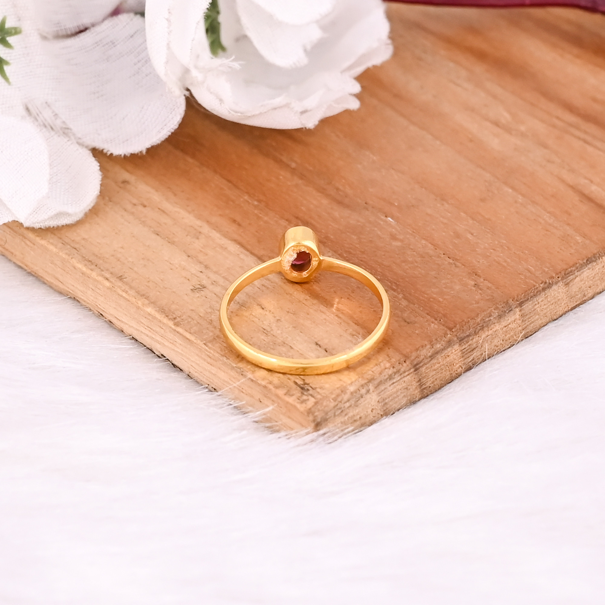 925 Sterling Silver Natural Pink Tourmaline Yellow Gold Plated Handmade Stacking Ring Christmas Gift Jewelry