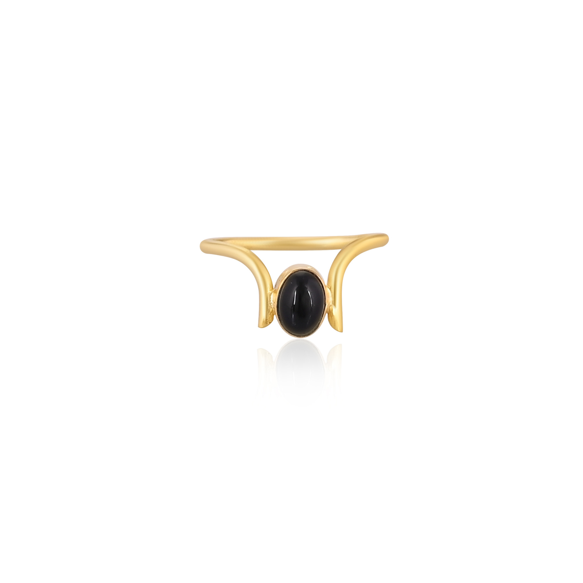 925 Sterling Solid Silver Natural Black Onyx Gemstone Yellow Gold Plated Handmade Designer Wedding Engagement Ring