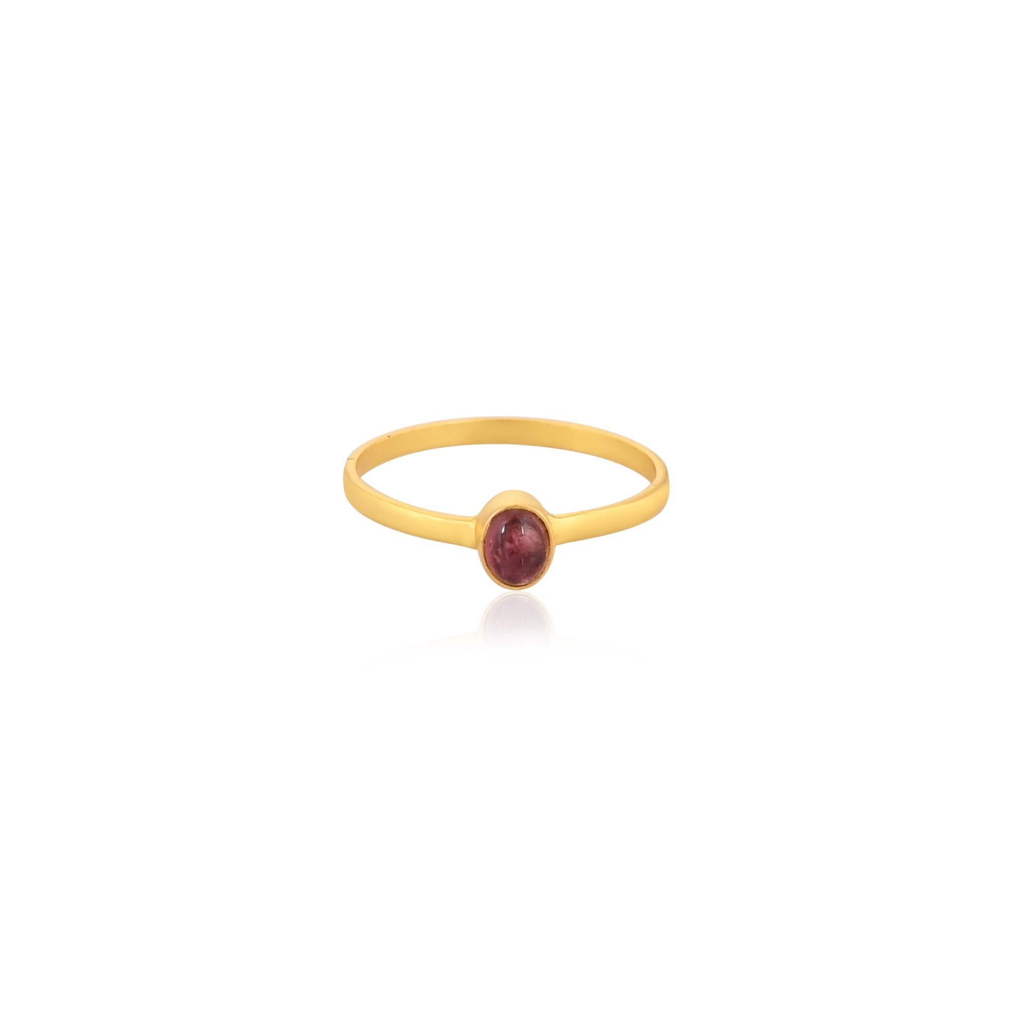 925 Sterling Silver Natural Pink Tourmaline Handmade Yellow Gold Plated Ring Fine Jewelry Wholesale Rings