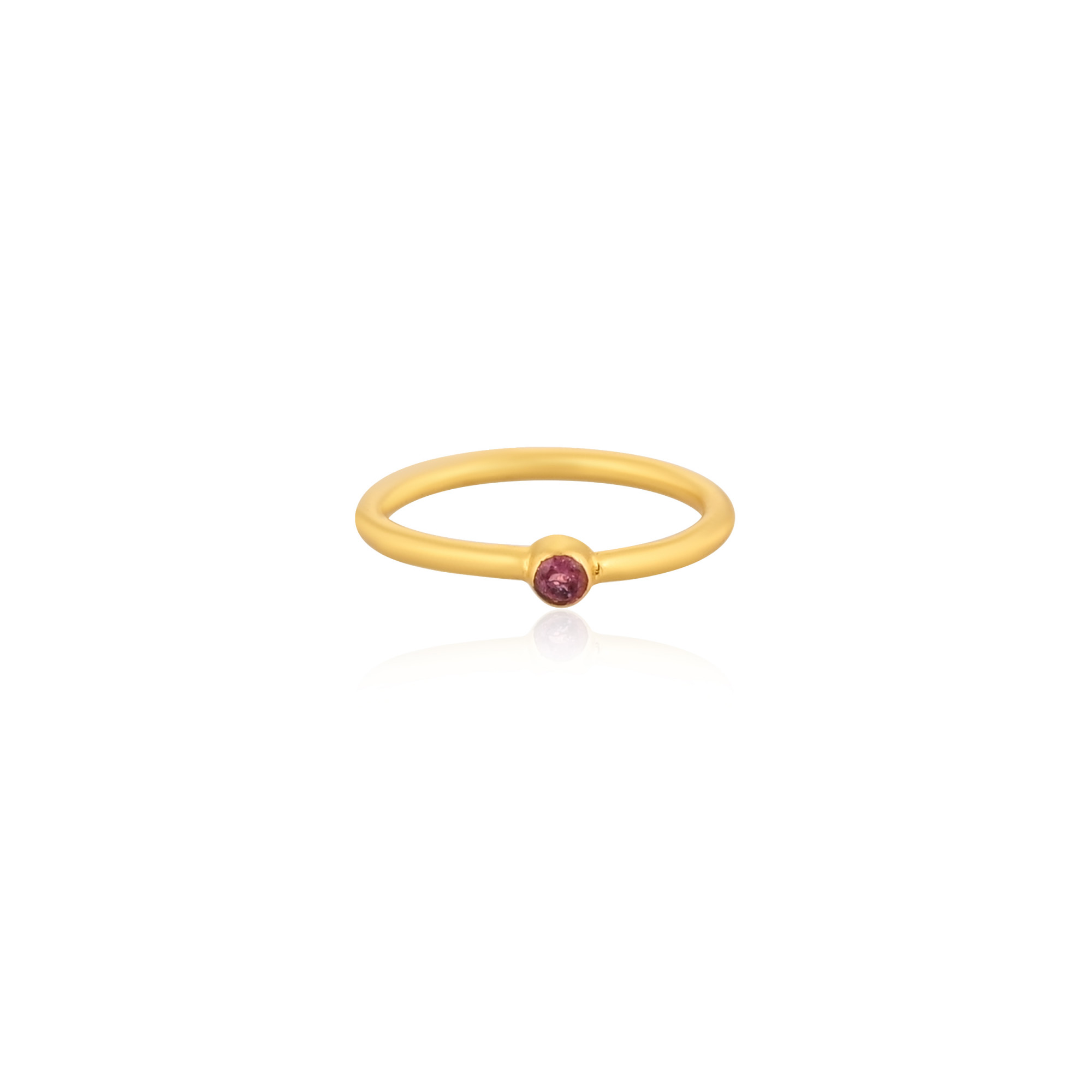 925 Sterling Silver Natural Round Tourmaline Yellow Gold Plated Minimalist Ring Bridesmaid Gift Handmade Jewelry
