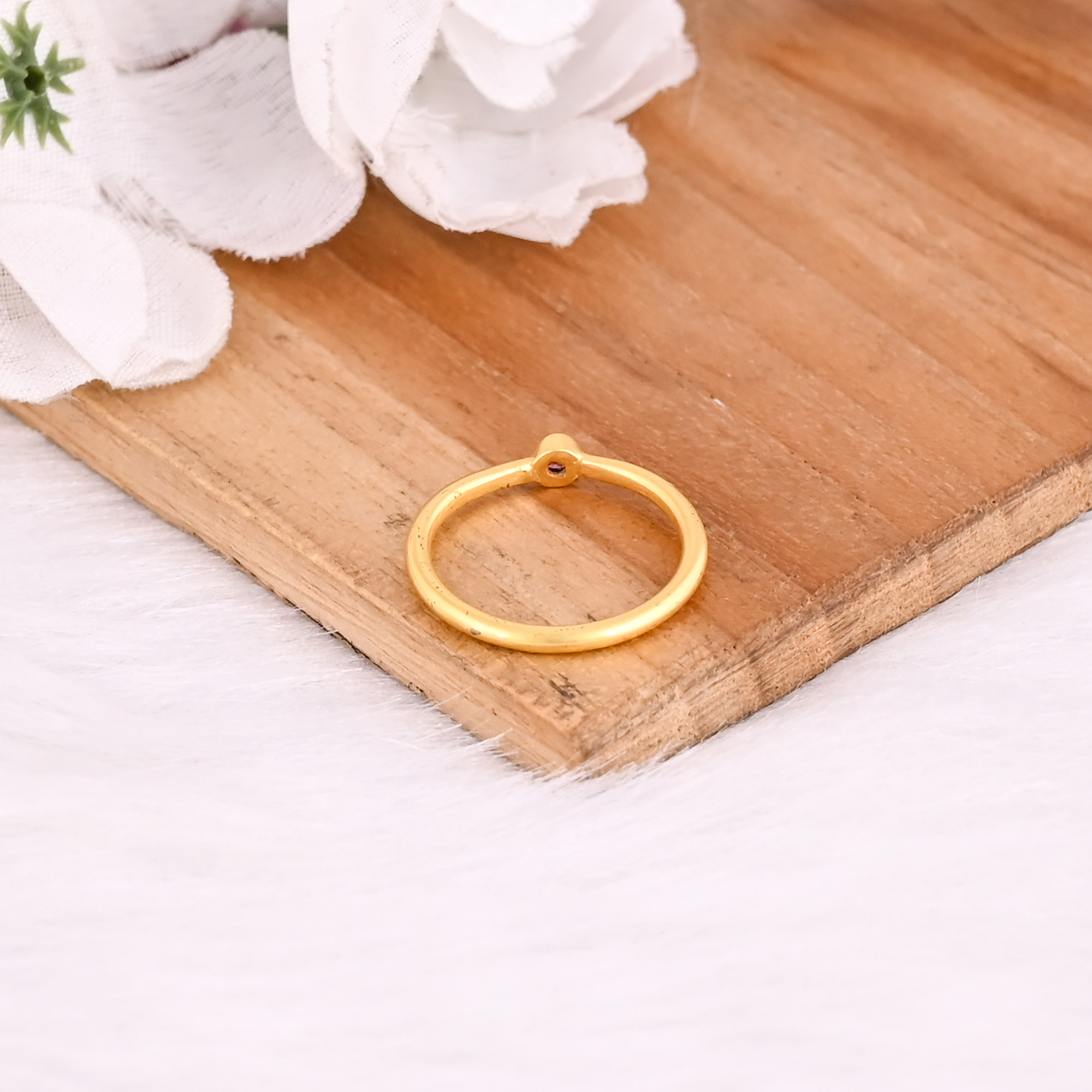 925 Sterling Silver Natural Round Tourmaline Yellow Gold Plated Minimalist Ring Bridesmaid Gift Handmade Jewelry
