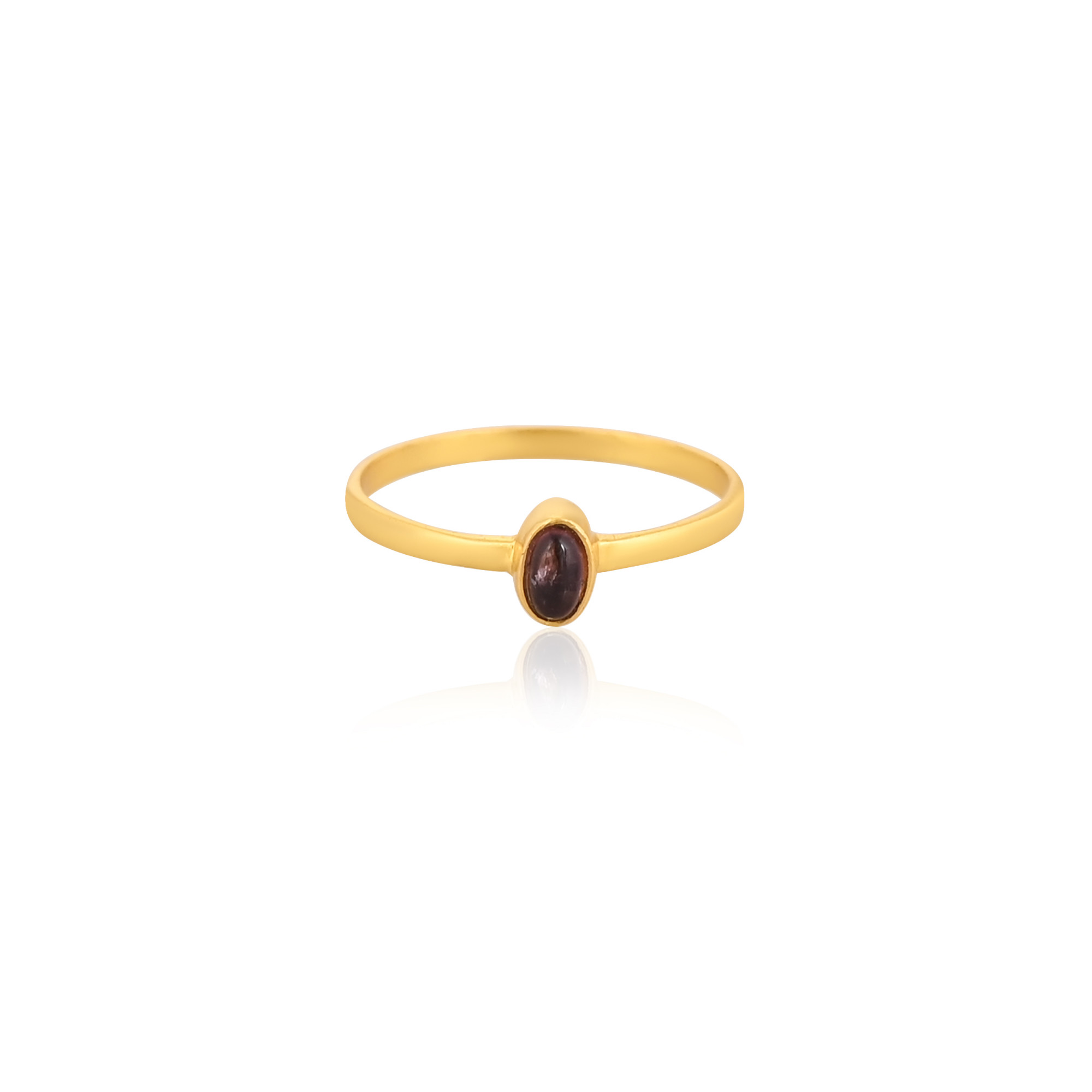 925 Sterling Solid Silver Natural Tourmaline Yellow Gold Plated Handmade Minimalist Women Ring Jewelry