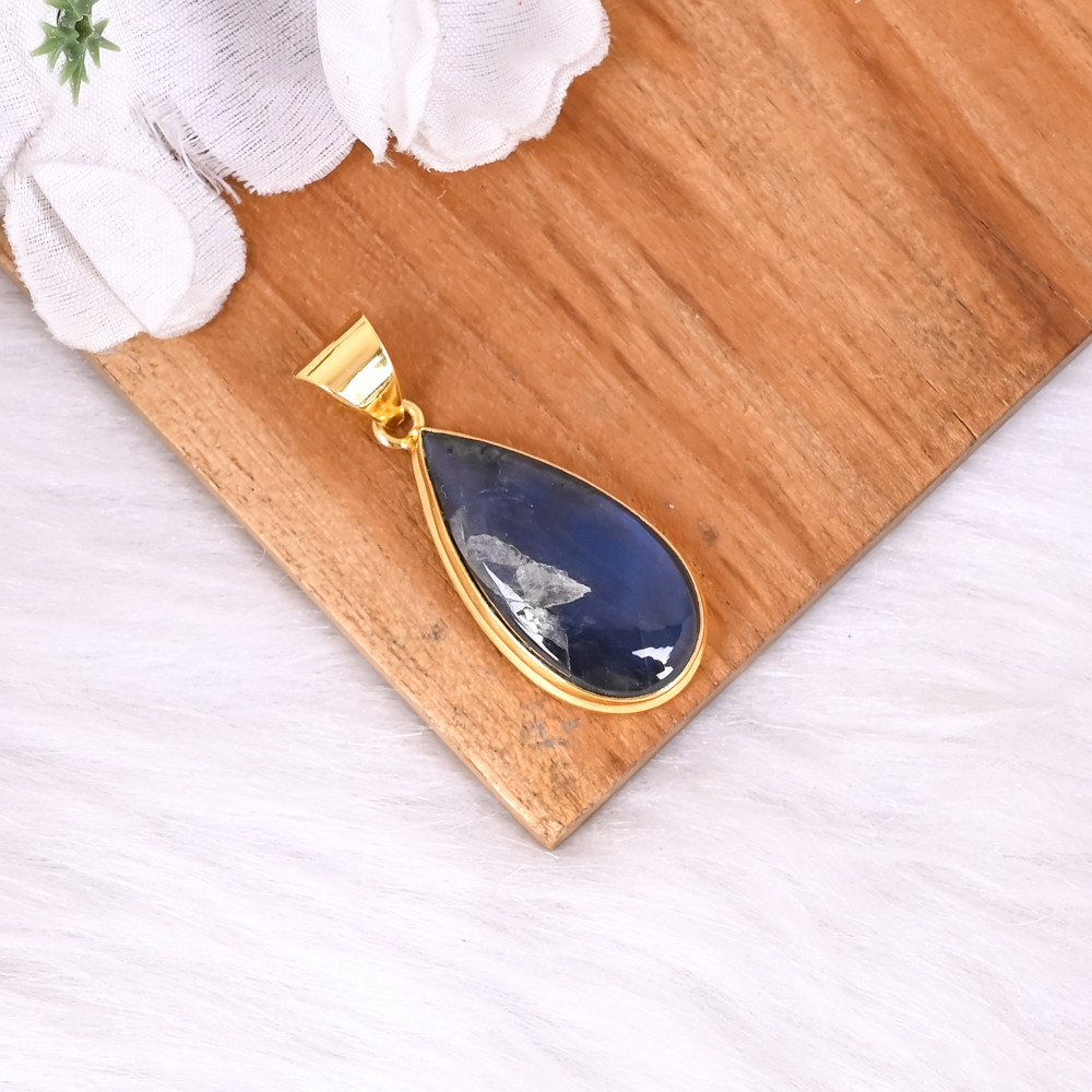 Image of Natural Labradorite Gemstone Pendant Pear Shape Handmade Jewelry