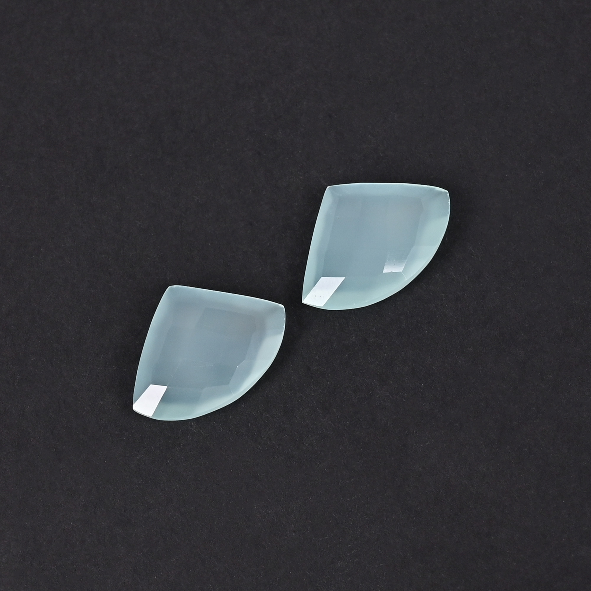 Aqua Chalcedony 20x14mm Checker Cut Fancy Shape Loose Gemstone Pair 156 Carat