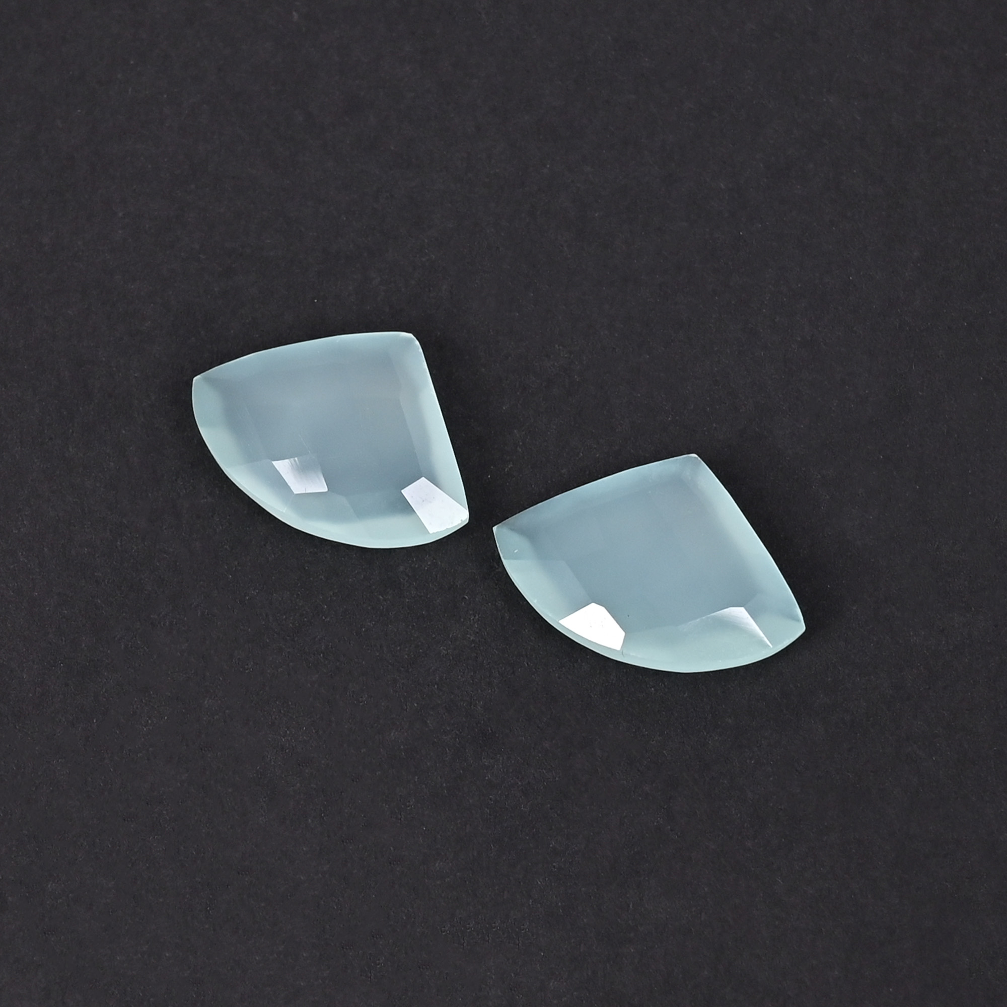 Aqua Chalcedony 20x14mm Checker Cut Fancy Shape Loose Gemstone Pair 156 Carat