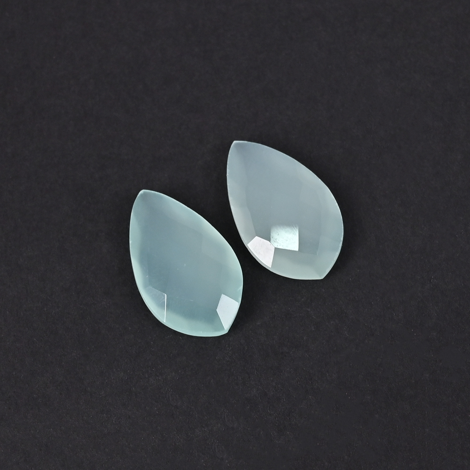 Aqua Chalcedony 20x12mm Checker Cut Fancy Shape Loose Gemstone Pair 155 Carat