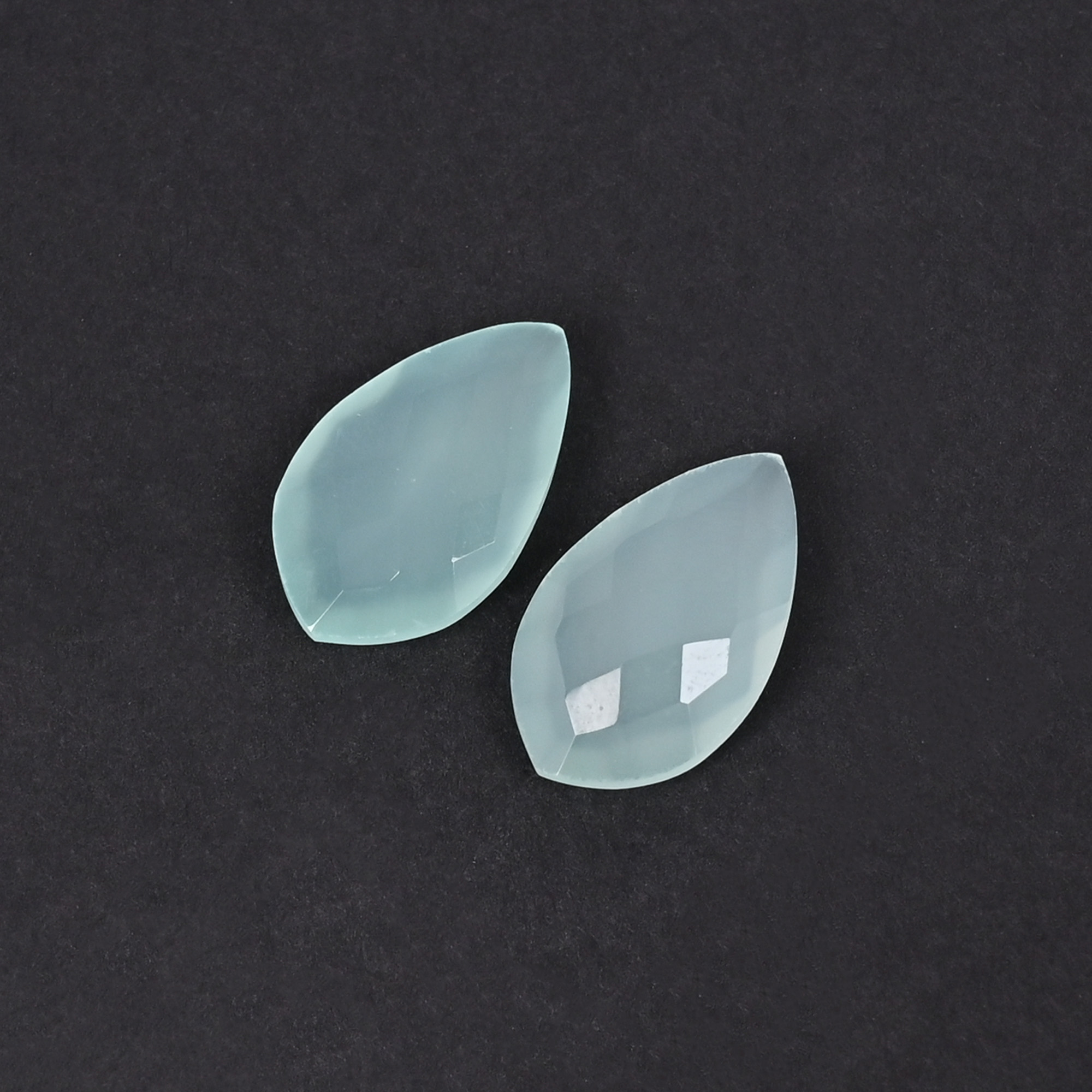 Aqua Chalcedony 20x12mm Checker Cut Fancy Shape Loose Gemstone Pair 155 Carat