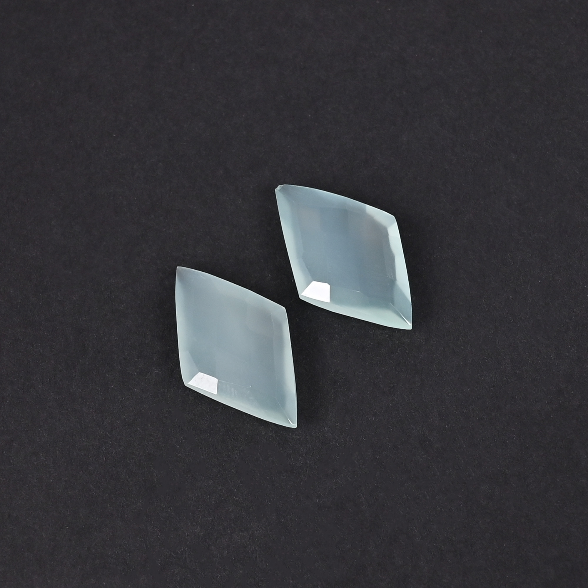 Aqua Chalcedony 20x12mm Checker Cut Kite Shape Loose Gemstone Pair 12 Carat