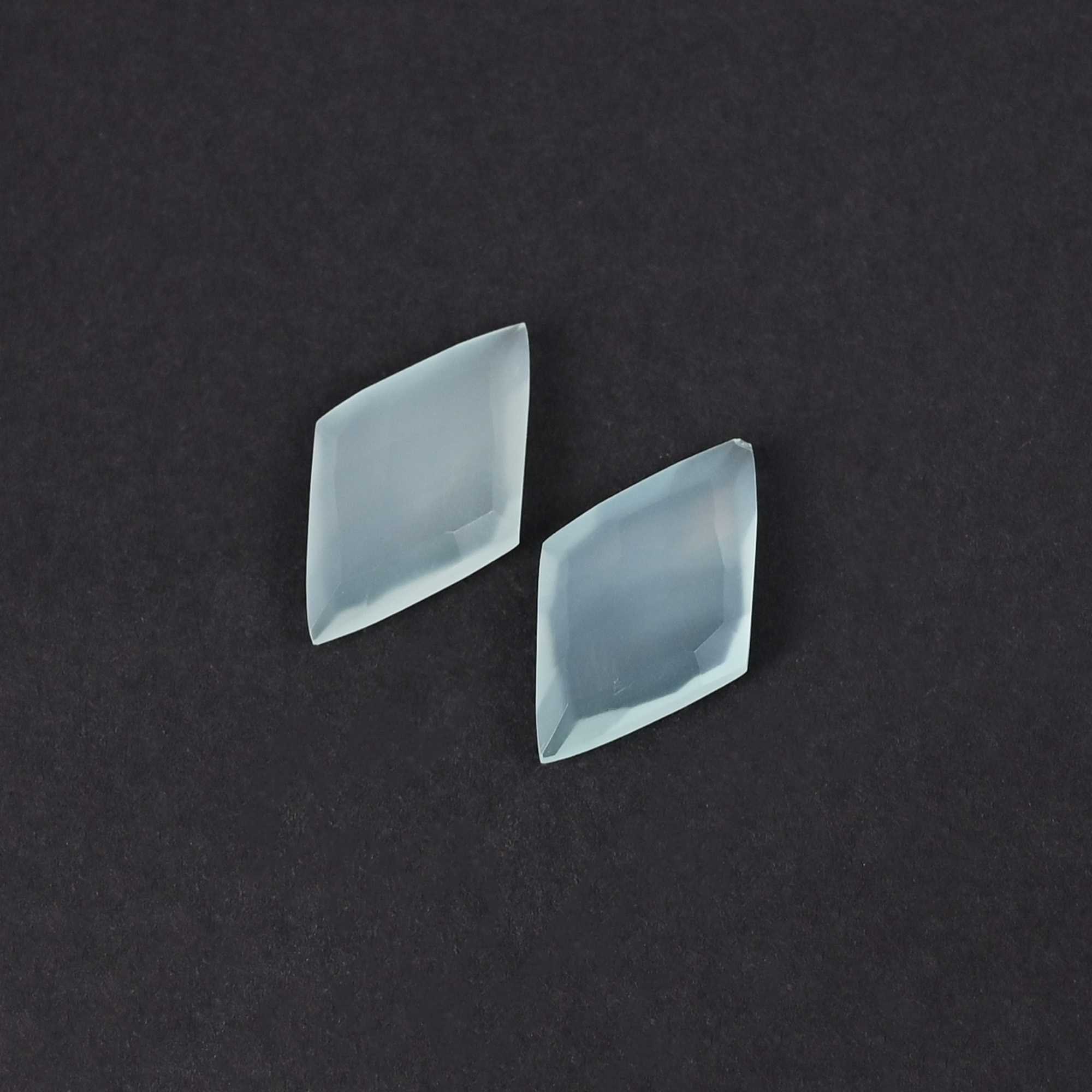 Aqua Chalcedony 20x12mm Checker Cut Kite Shape Loose Gemstone Pair 12 Carat