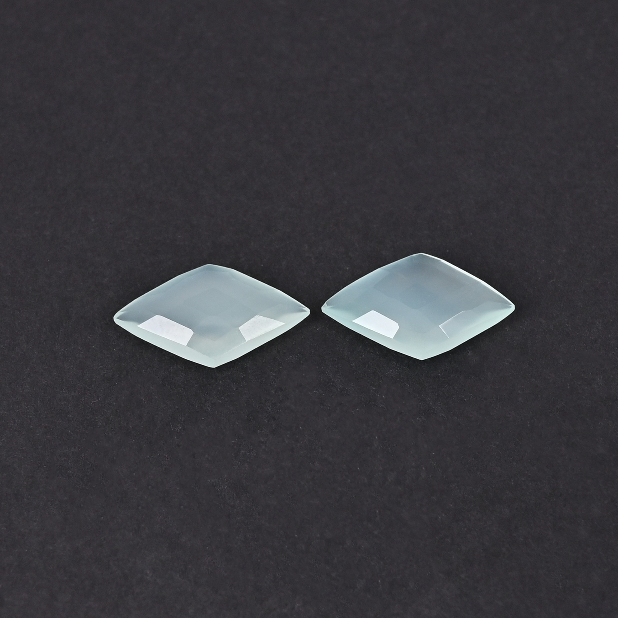 Aqua Chalcedony 20x12mm Checker Cut Kite Shape Loose Gemstone Pair 12 Carat