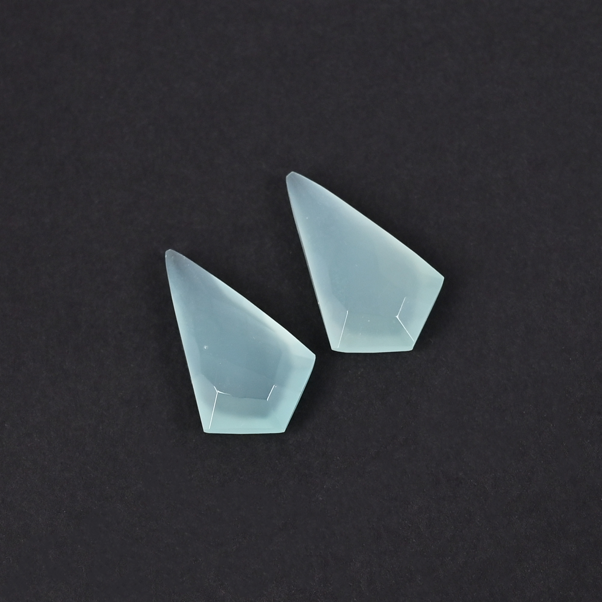 Aqua Chalcedony 20x12mm Checker Cut Kite Shape Loose Gemstone Pair 132 Carat
