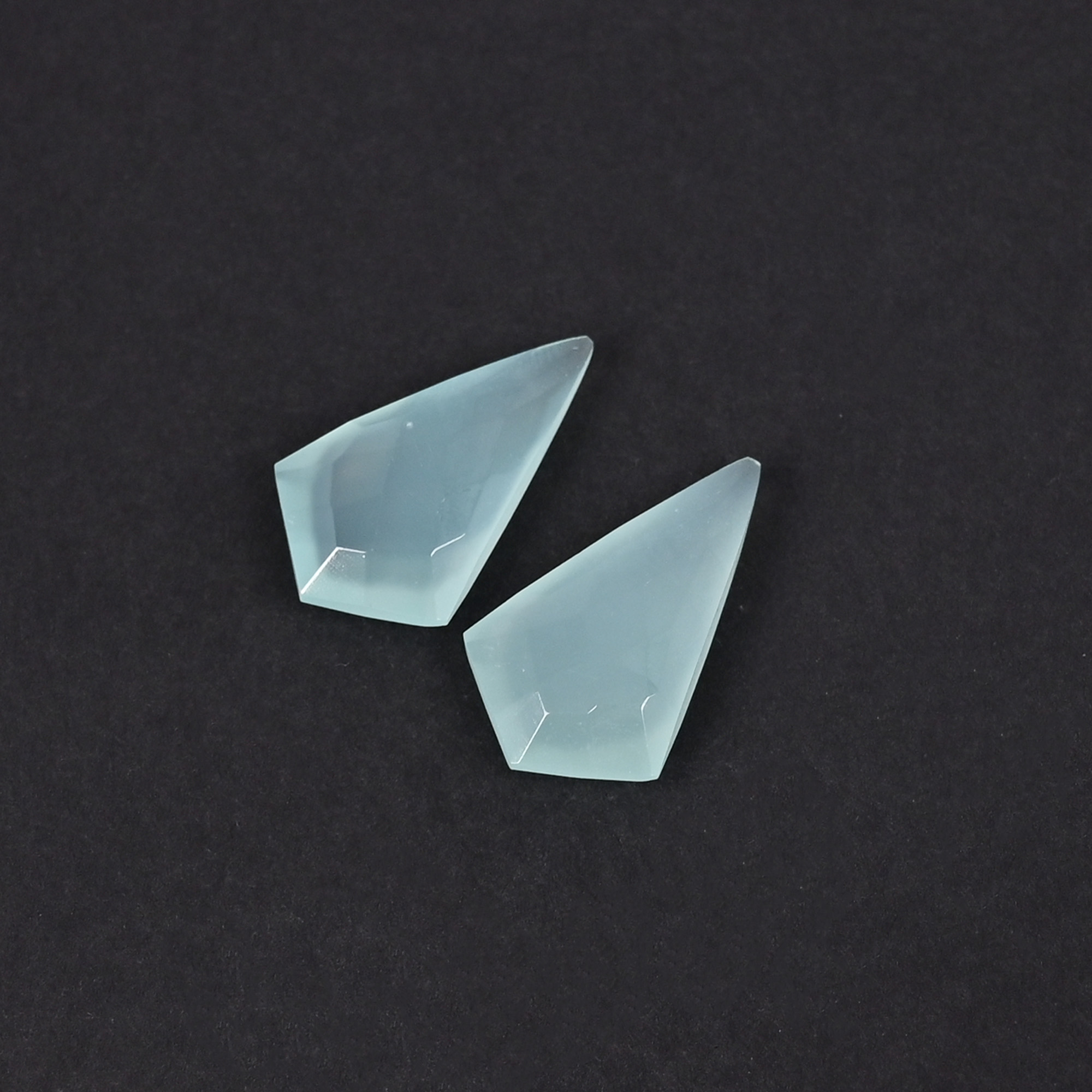 Aqua Chalcedony 20x12mm Checker Cut Kite Shape Loose Gemstone Pair 132 Carat