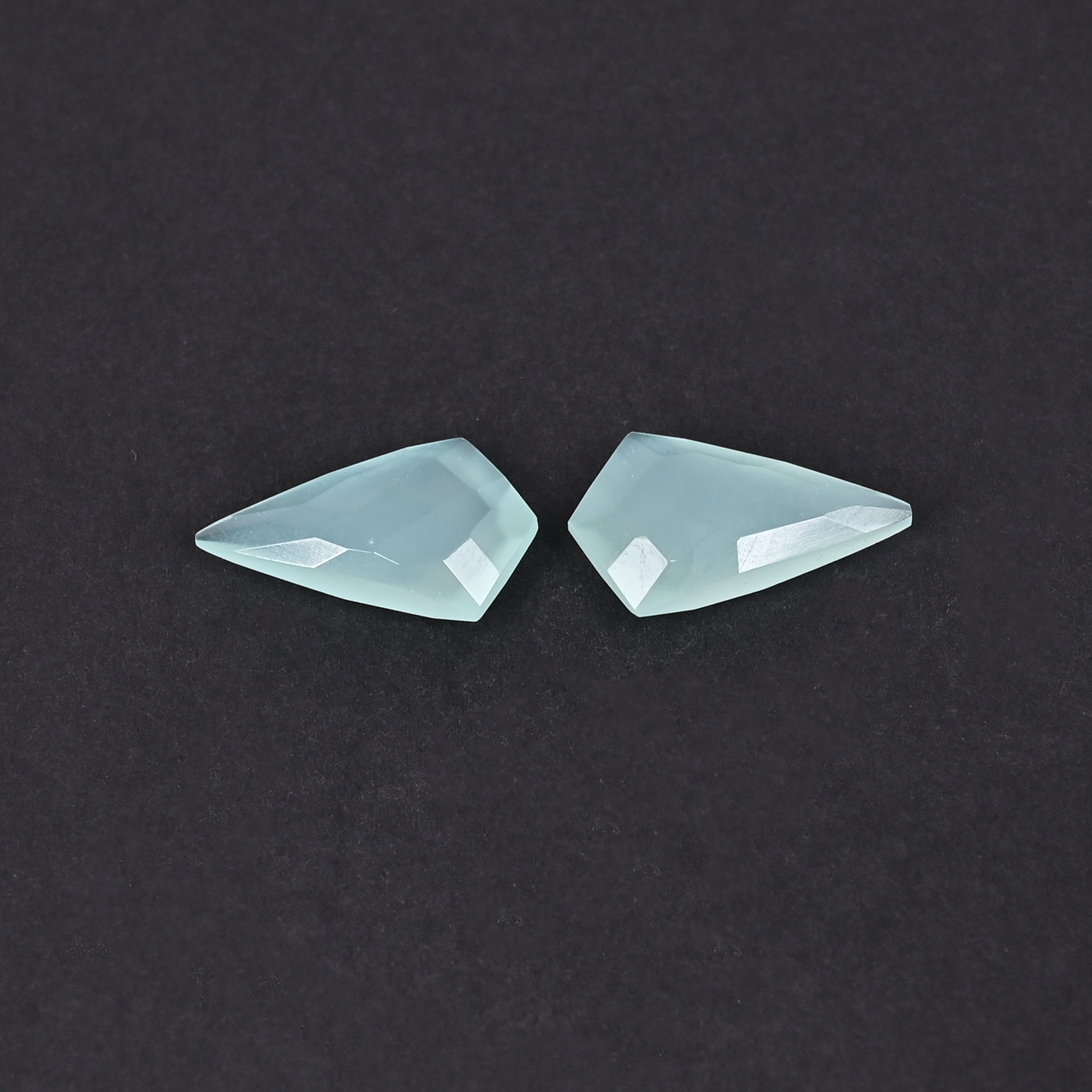 Aqua Chalcedony 20x12mm Checker Cut Kite Shape Loose Gemstone Pair 132 Carat