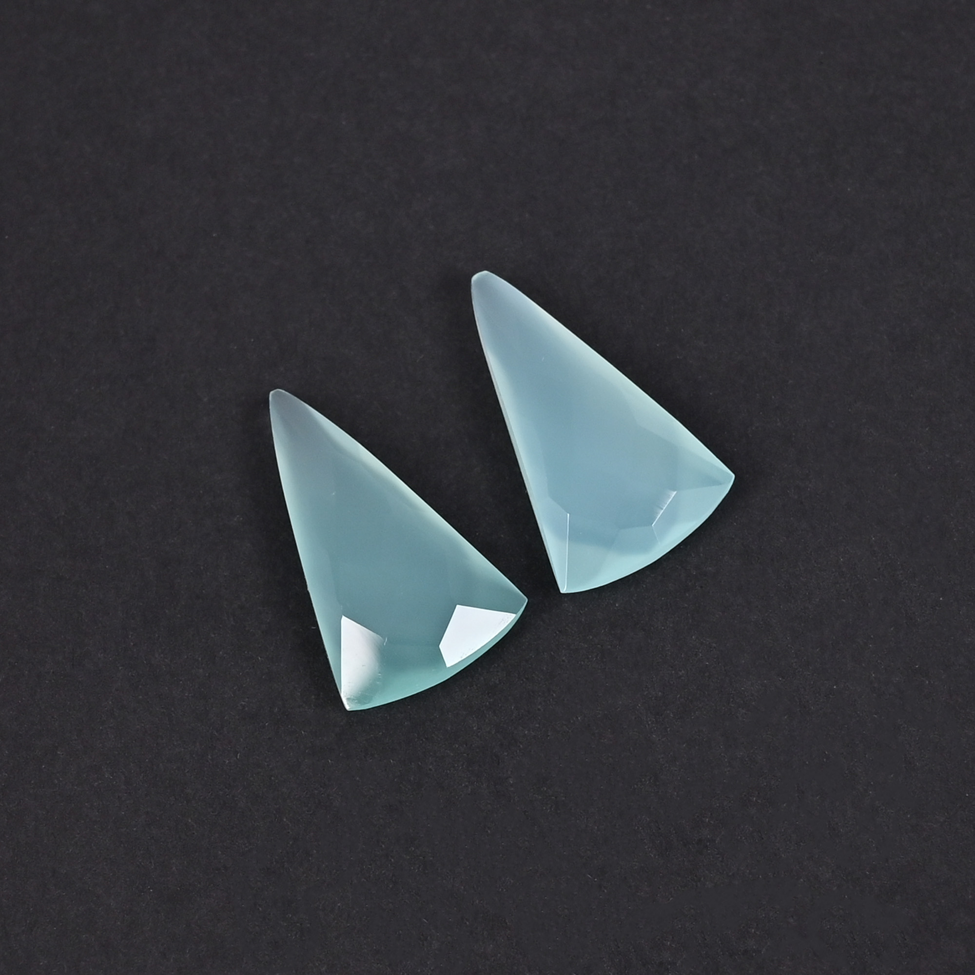 Aqua Chalcedony 20x12mm Checker Cut Fancy Shape Loose Gemstone Pair 131 Carat