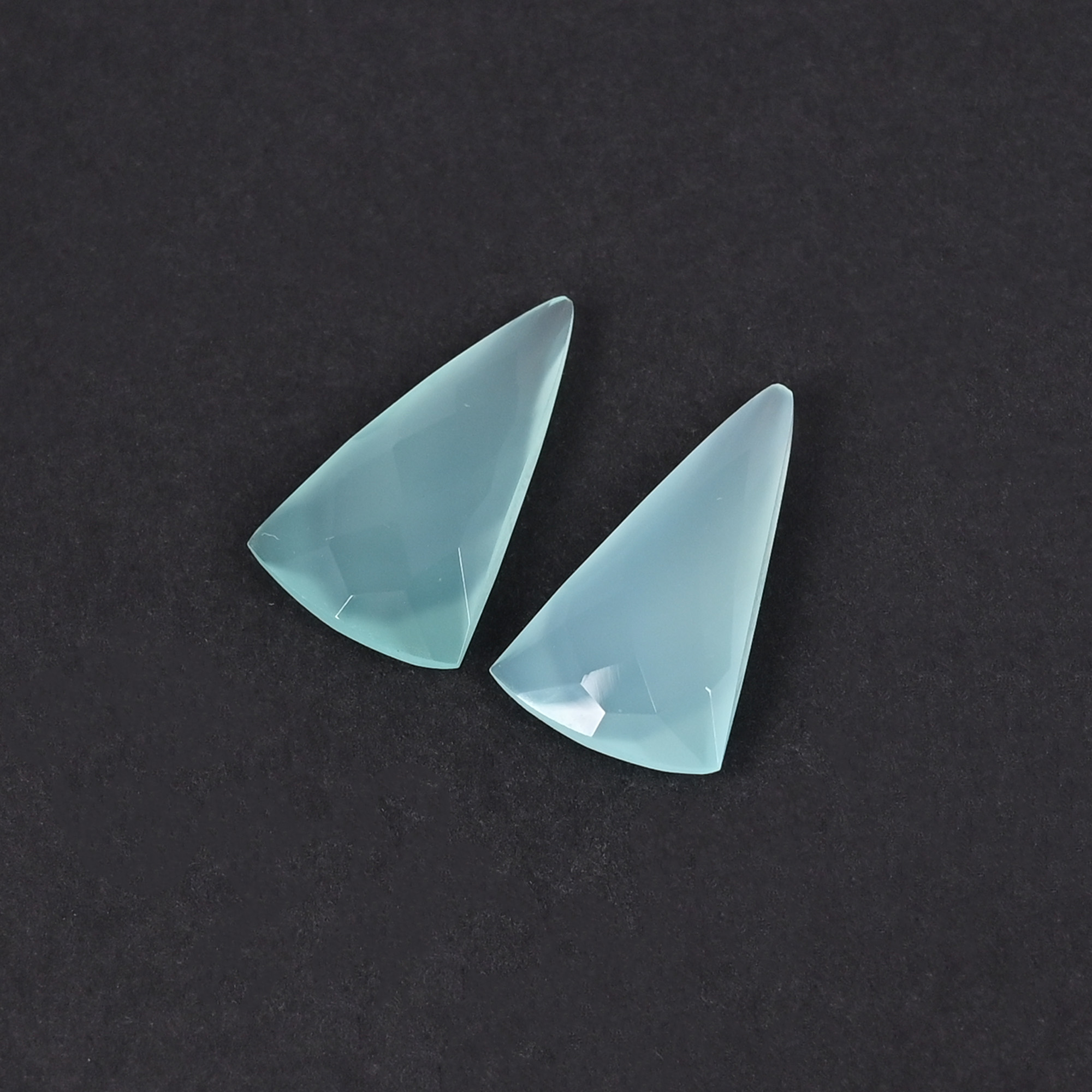 Aqua Chalcedony 20x12mm Checker Cut Fancy Shape Loose Gemstone Pair 12 Carat