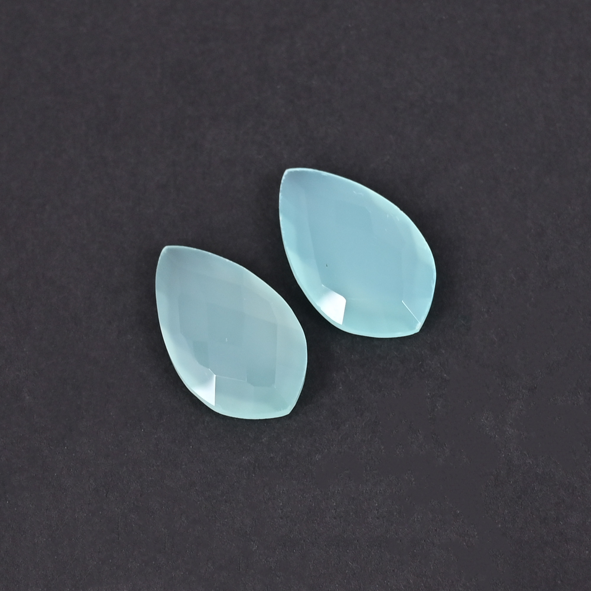 Aqua Chalcedony 20x12mm Checker Cut Fancy Shape Loose Gemstone Pair 165 Carat