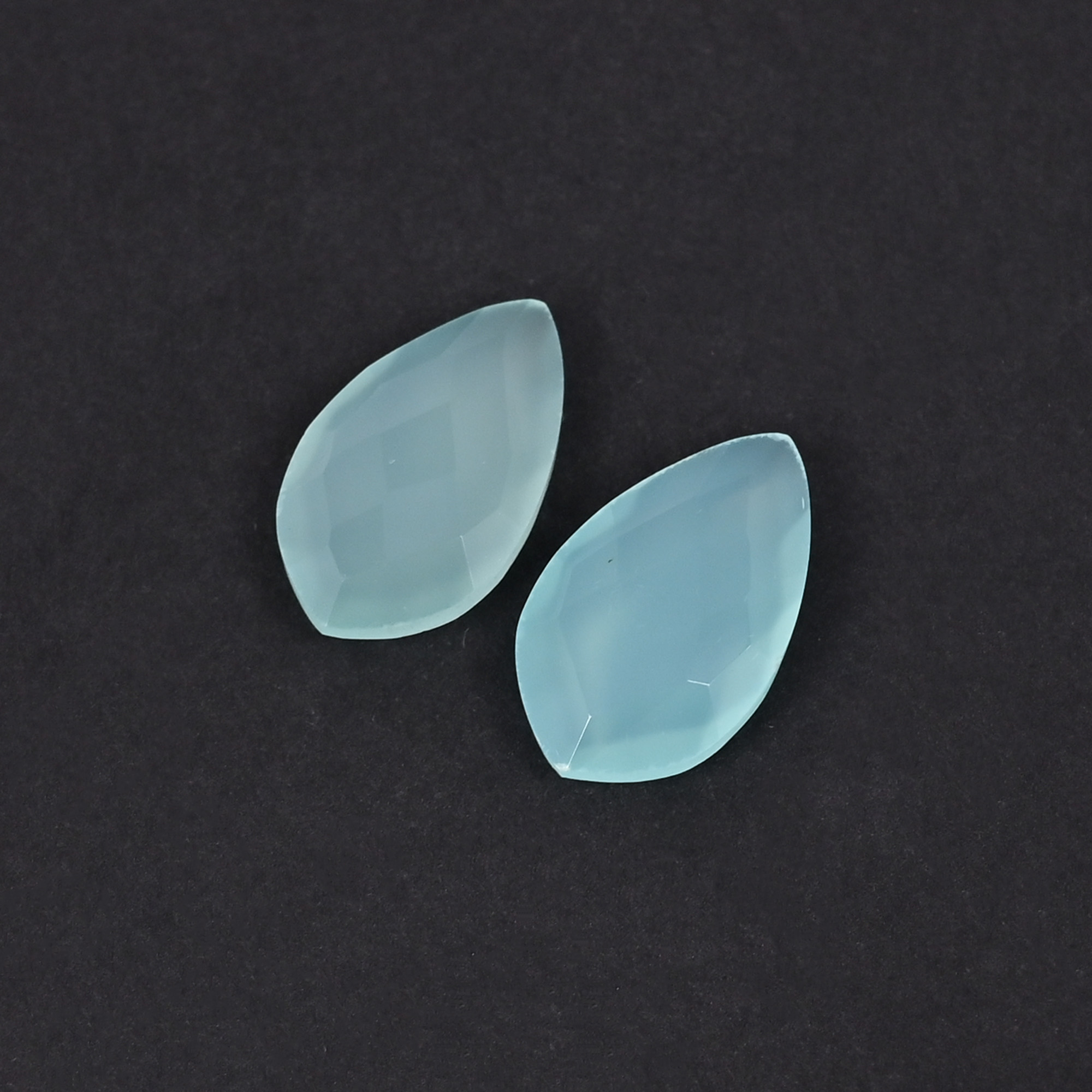 Aqua Chalcedony 20x12mm Checker Cut Fancy Shape Loose Gemstone Pair 165 Carat