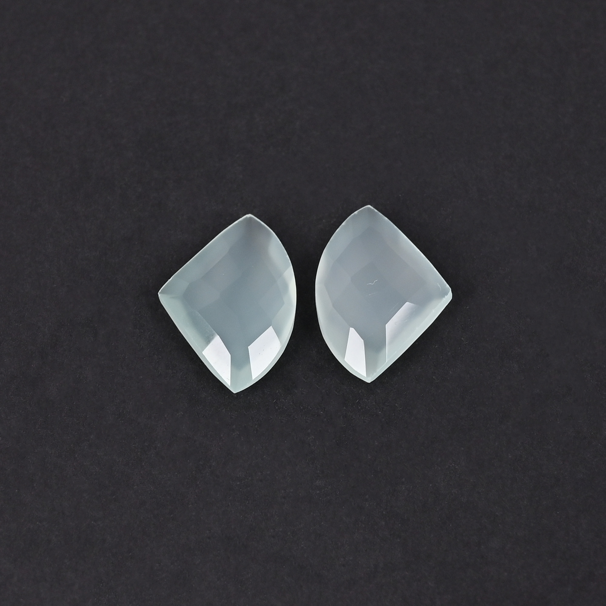 Aqua Chalcedony 20x14mm Checker Cut Fancy Shape Loose Gemstone Pair 163 Carat