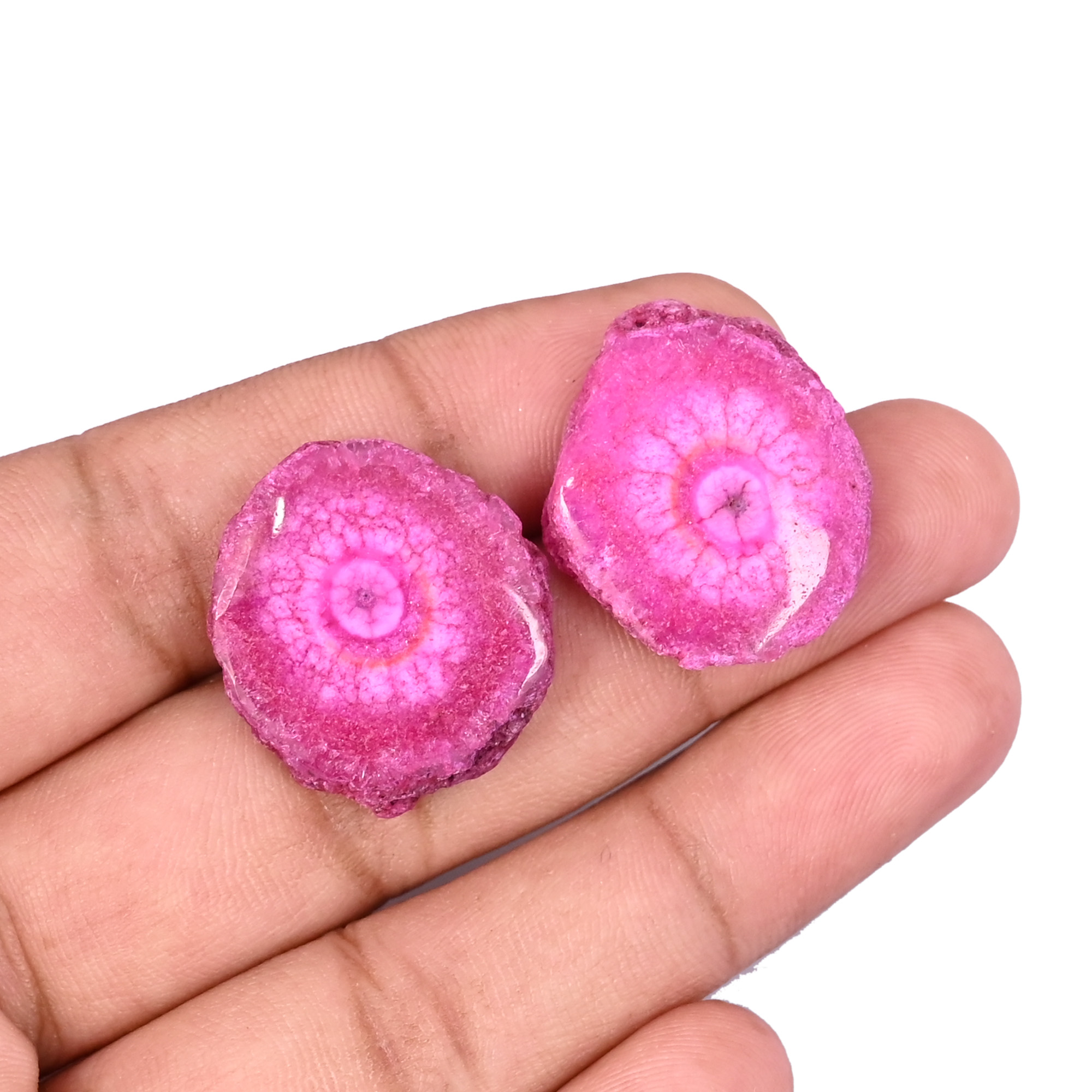 Natural Pink Solar Druzy 471 Carat 24x22mm Fancy Shape Loose Gemstone