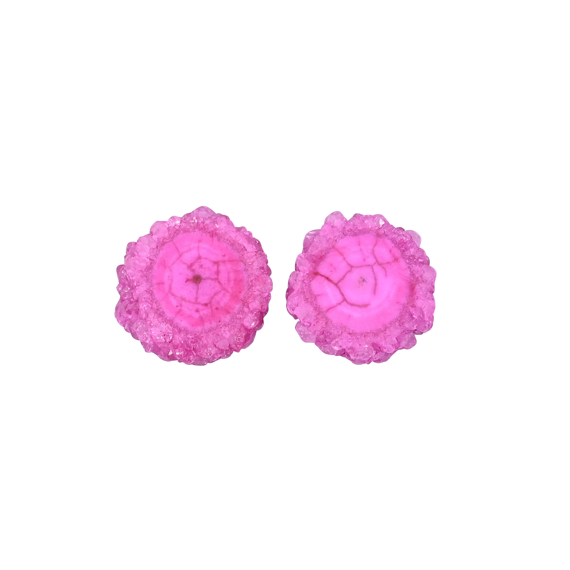 Natural Pink Solar Druzy 2999 Carat  19x18mm Fancy Shape Loose Gemstone