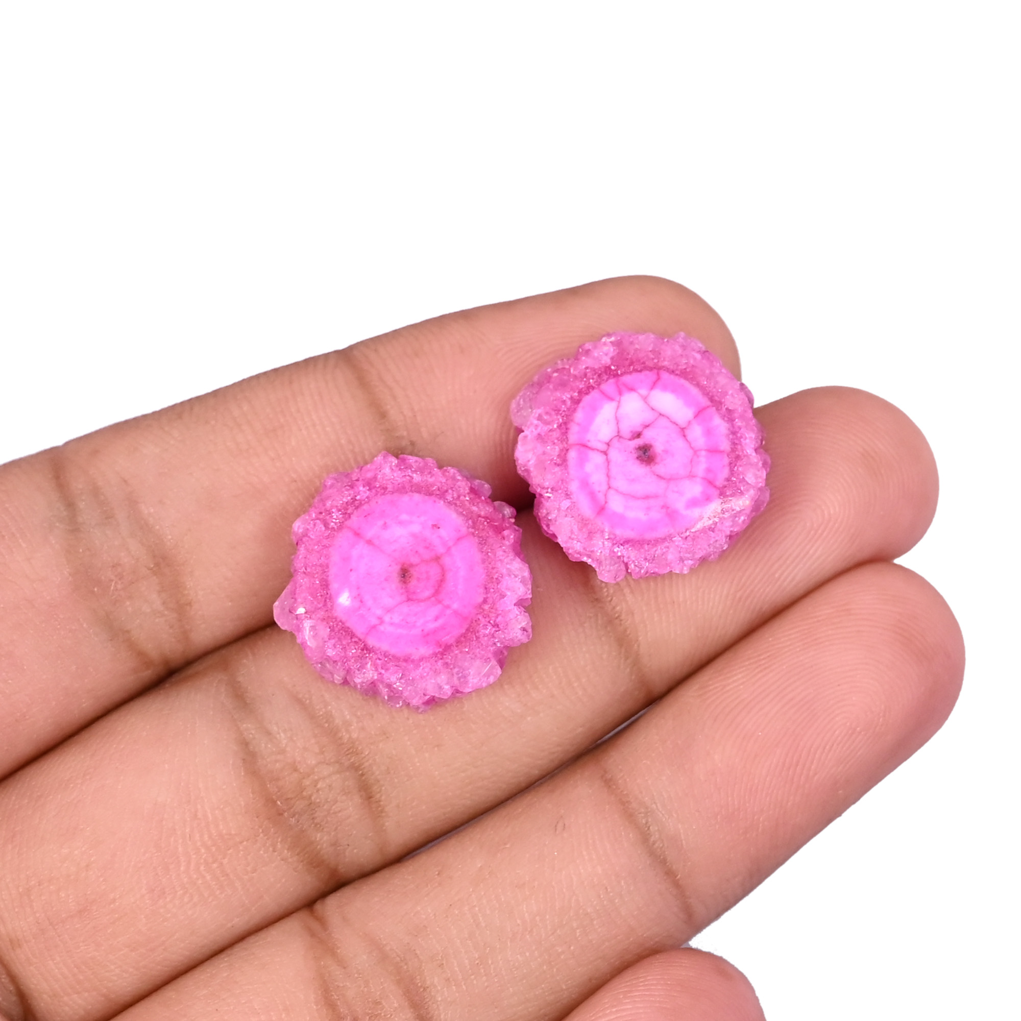 Natural Pink Solar Druzy 256 Carat 17x17mm Fancy Shape Loose Gemstone