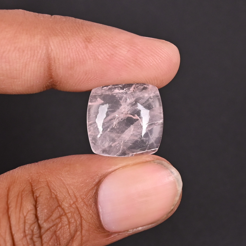 Image of Natural Rose Quartz 9.70 Carat 15mm Cushion Shape Loose Gemstone
