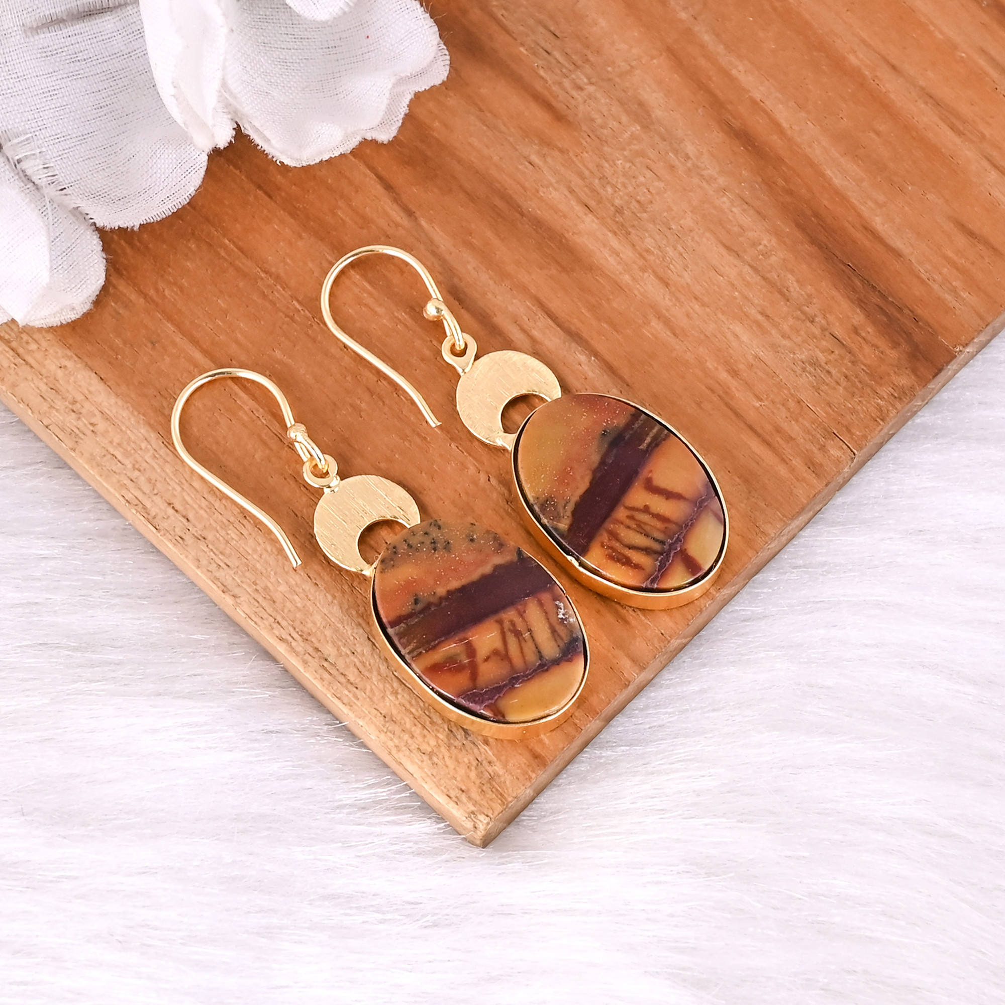 Ethnic Brass Drop Earrings With Malinga Jasper Stone Handcrafted Tribal Jewelry High-quality Brass Dangle Earrings Bulk Order