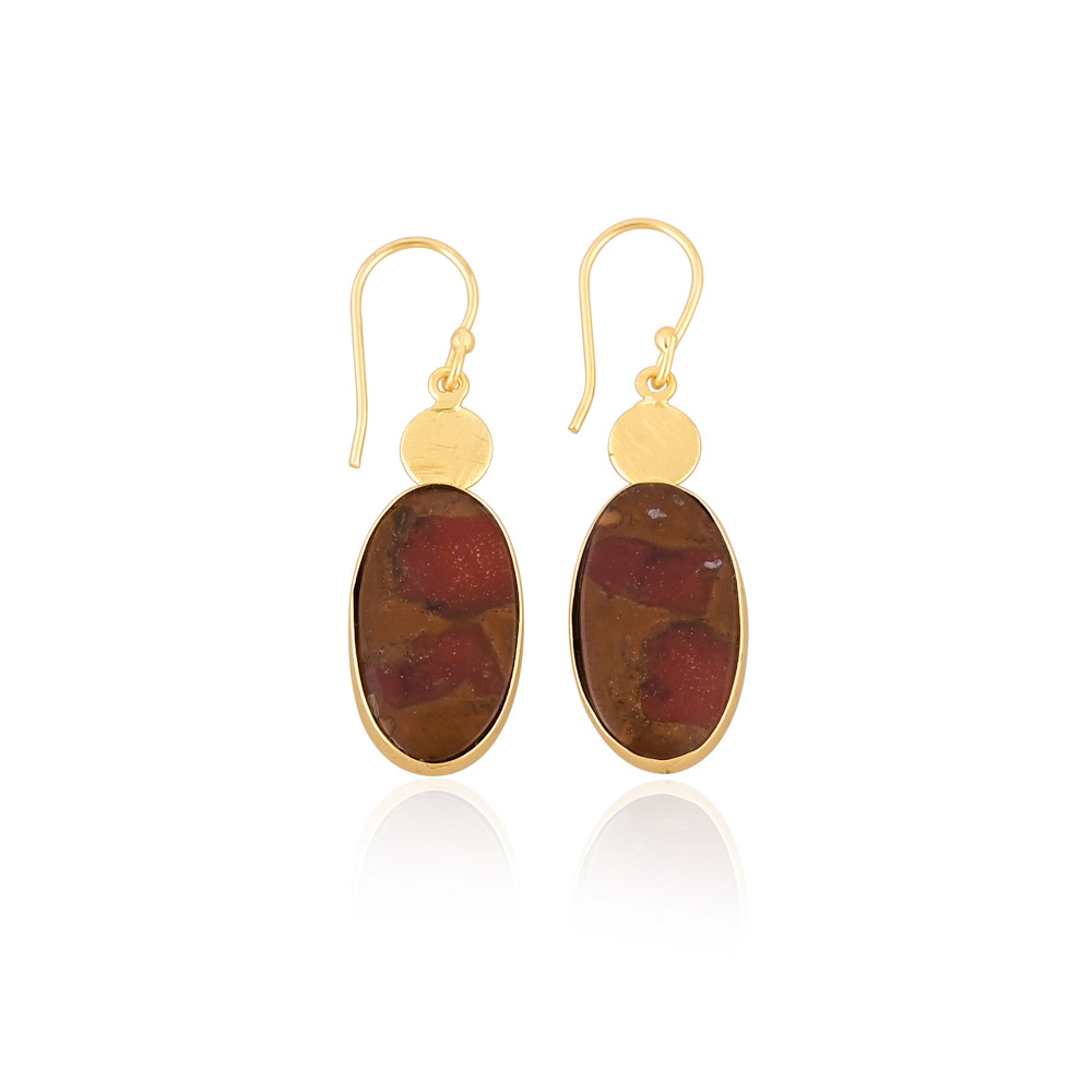 Image of New Arrival Boho Malinga Jasper Gemstone Earring Hot Selling Brass Gold Plated Dangle Drop Earrings For Women Gifts Jewelry