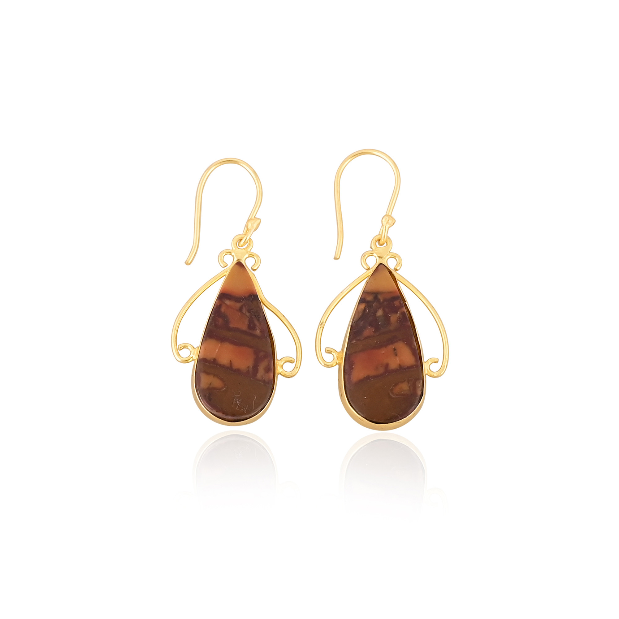 Hot Selling Yellow Gold Plated Earring Malinga Jasper Gemstone Earring Fashion Boho Statement Earrings Wholesale Manufacturer