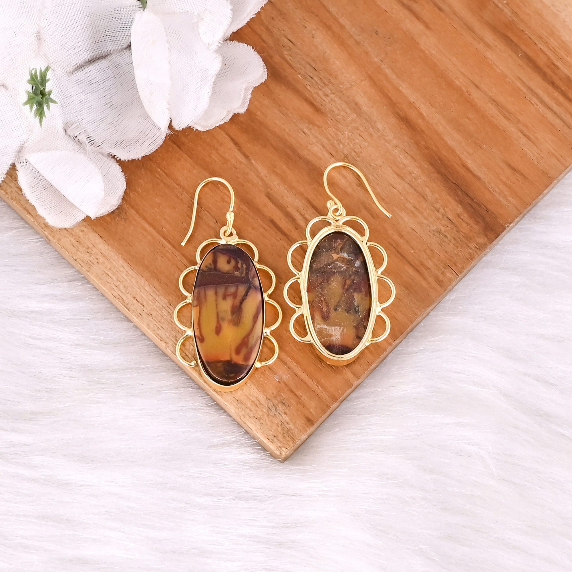 Antique Brass Dangle Earrings for Women Malinga Jasper Gemstone Drop Earrings High-quality Brass Handmade Earrings Bulk Order