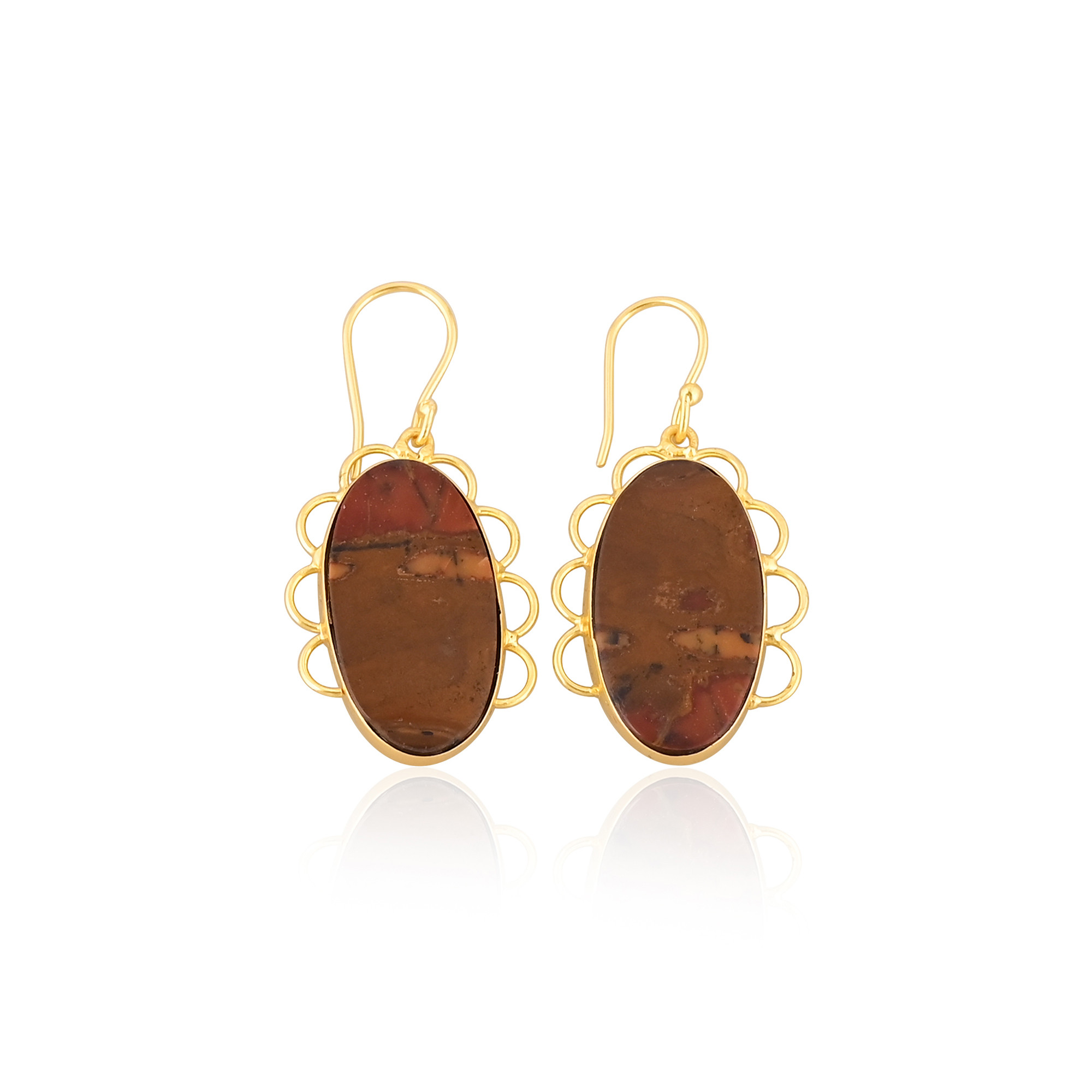 Hot Selling Yellow Gold Plated Earring Malinga Jasper Gemstone Earring Fashion Boho Statement Earrings Wholesale Manufacturer