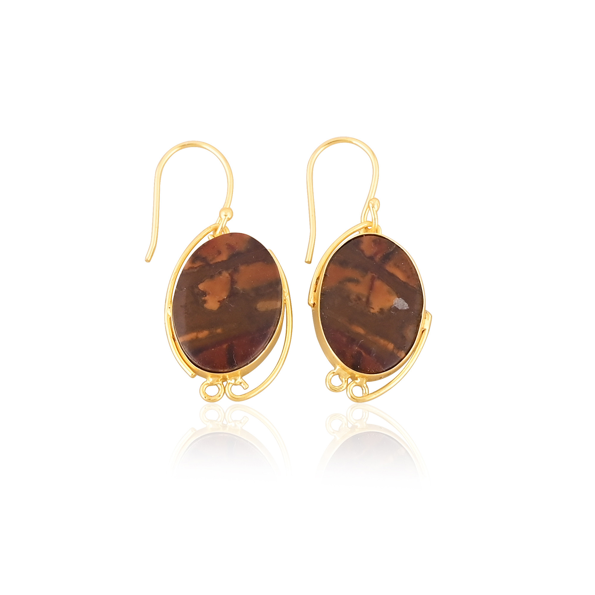 New Arrival Boho Malinga Jasper Gemstone Earring Hot Selling Brass Silver Plated Dangle Drop Earrings For Women Gifts Jewelry