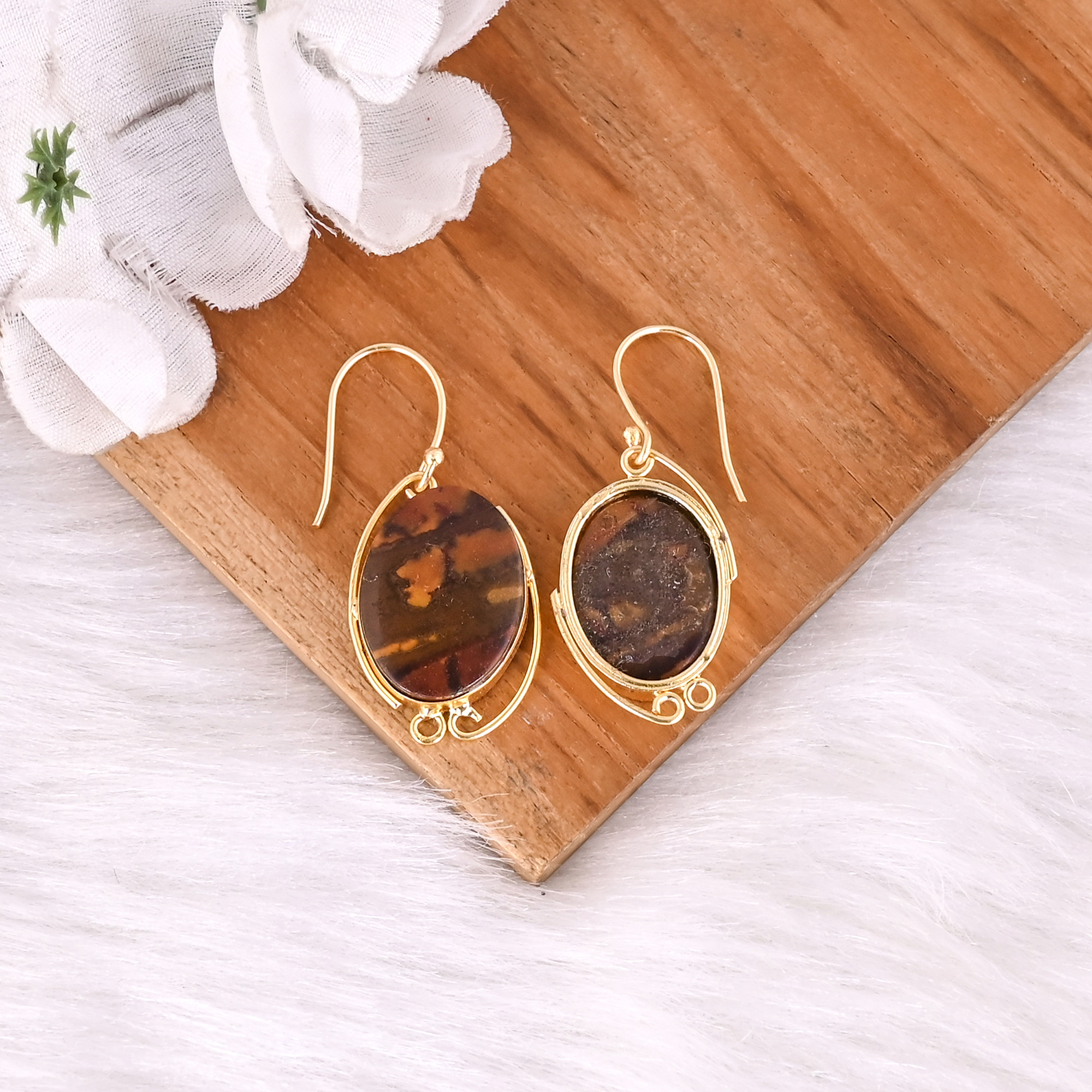 New Arrival Boho Malinga Jasper Gemstone Earring Hot Selling Brass Silver Plated Dangle Drop Earrings For Women Gifts Jewelry