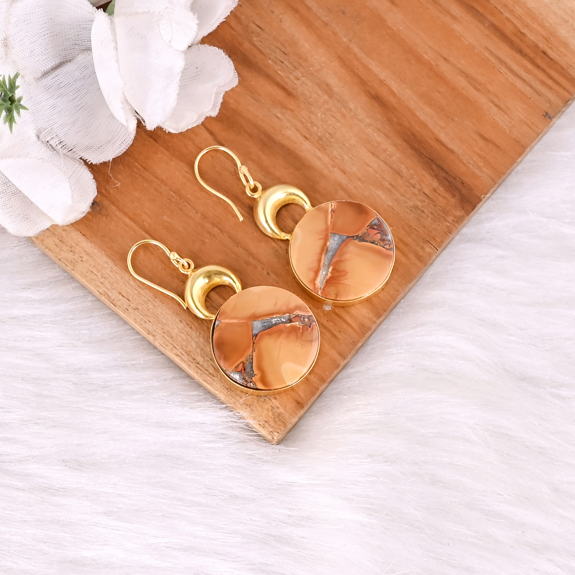 Handmade Classic Style Gold Plated Brass Earrings Malinga Jasper Gemstone Dangle Earring Statement Earring Jewelry Manufacturer