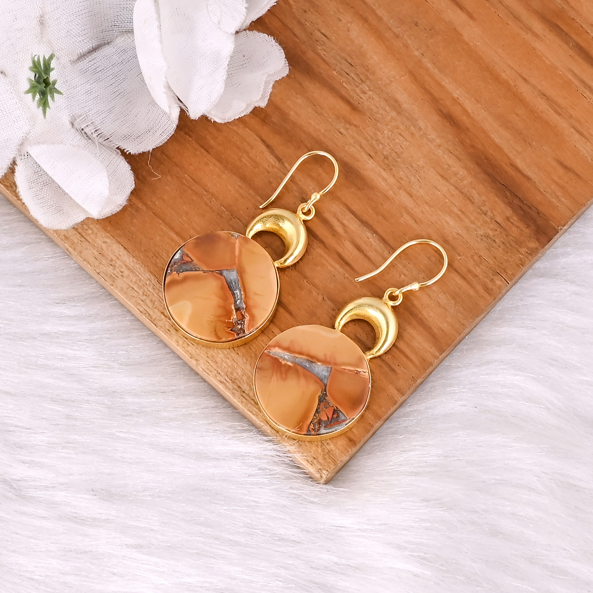 Handmade Classic Style Gold Plated Brass Earrings Malinga Jasper Gemstone Dangle Earring Statement Earring Jewelry Manufacturer