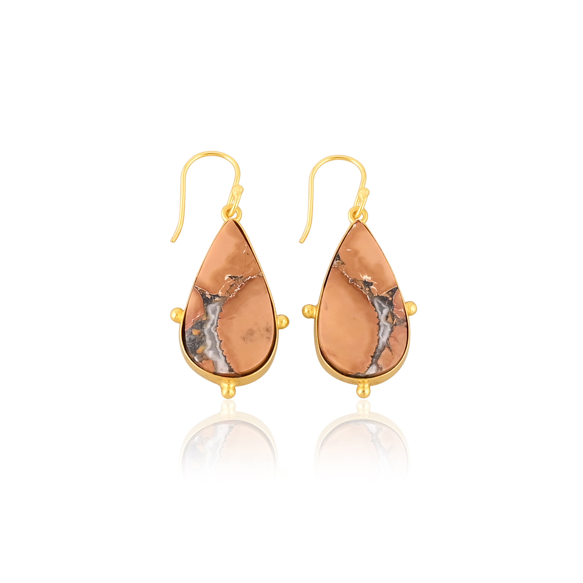 High Quality Yellow Gold Plated Earring Malinga Jasper Gemstone Earring Fashion Boho Statement Earring Wholesale Popular Jewelry