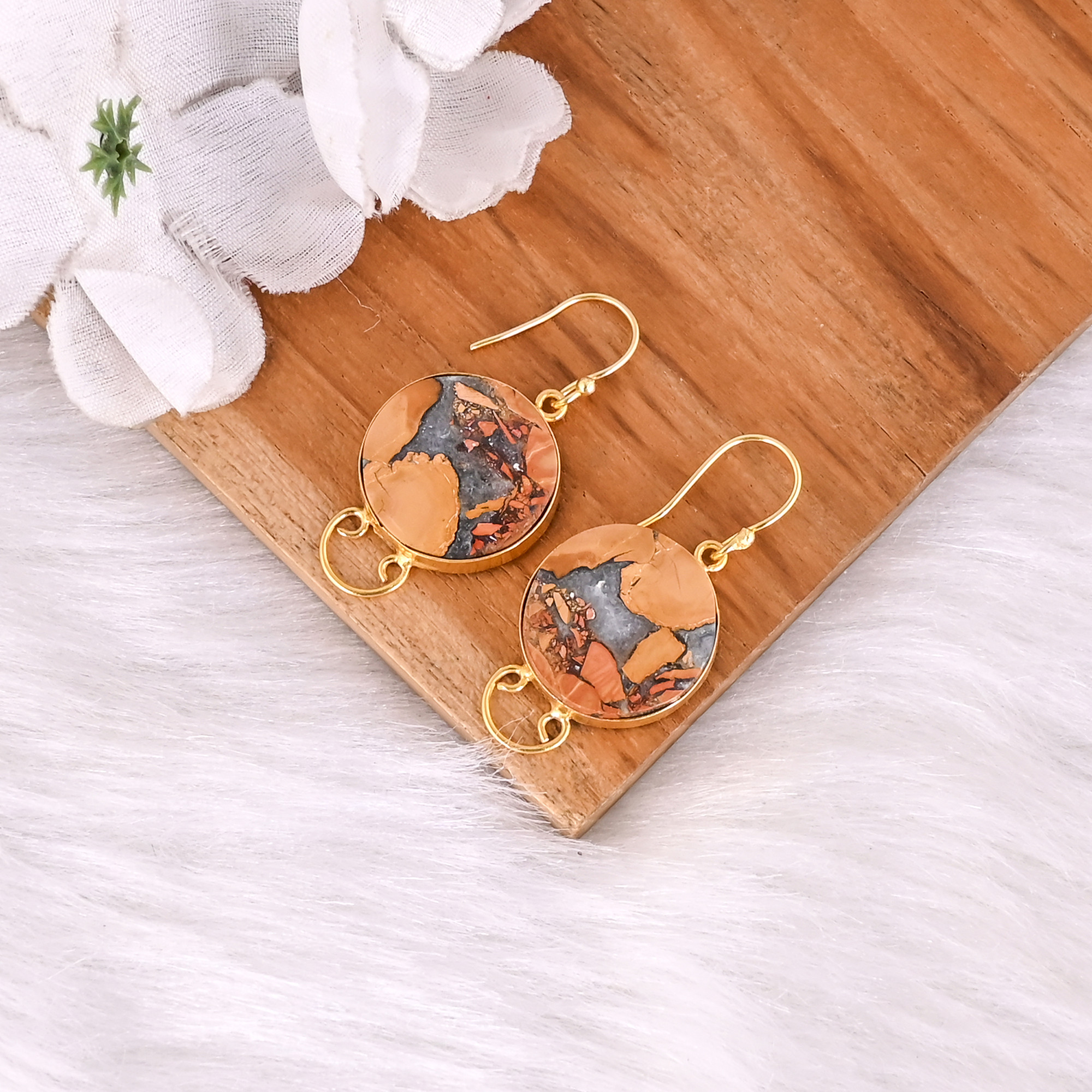 Womens Bohemian Style Brass Malinga Jasper Drop Earrings Fashionable Gift for Weddings Engagements Parties Anniversaries