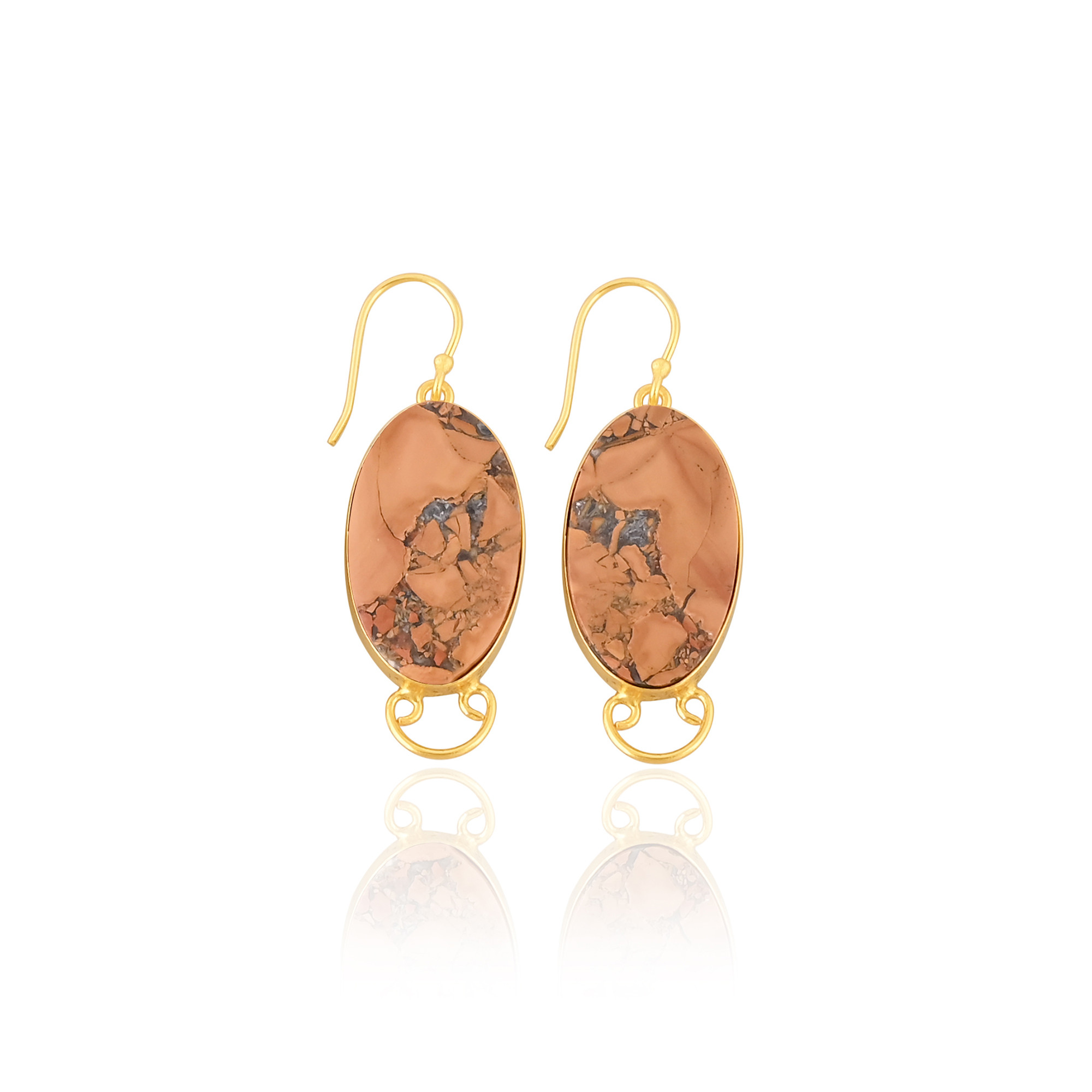 High Quality Yellow Gold Plated Earring Malinga Jasper Gemstone Earring Boho Statement Earrings Wholesale Popular Jewelry