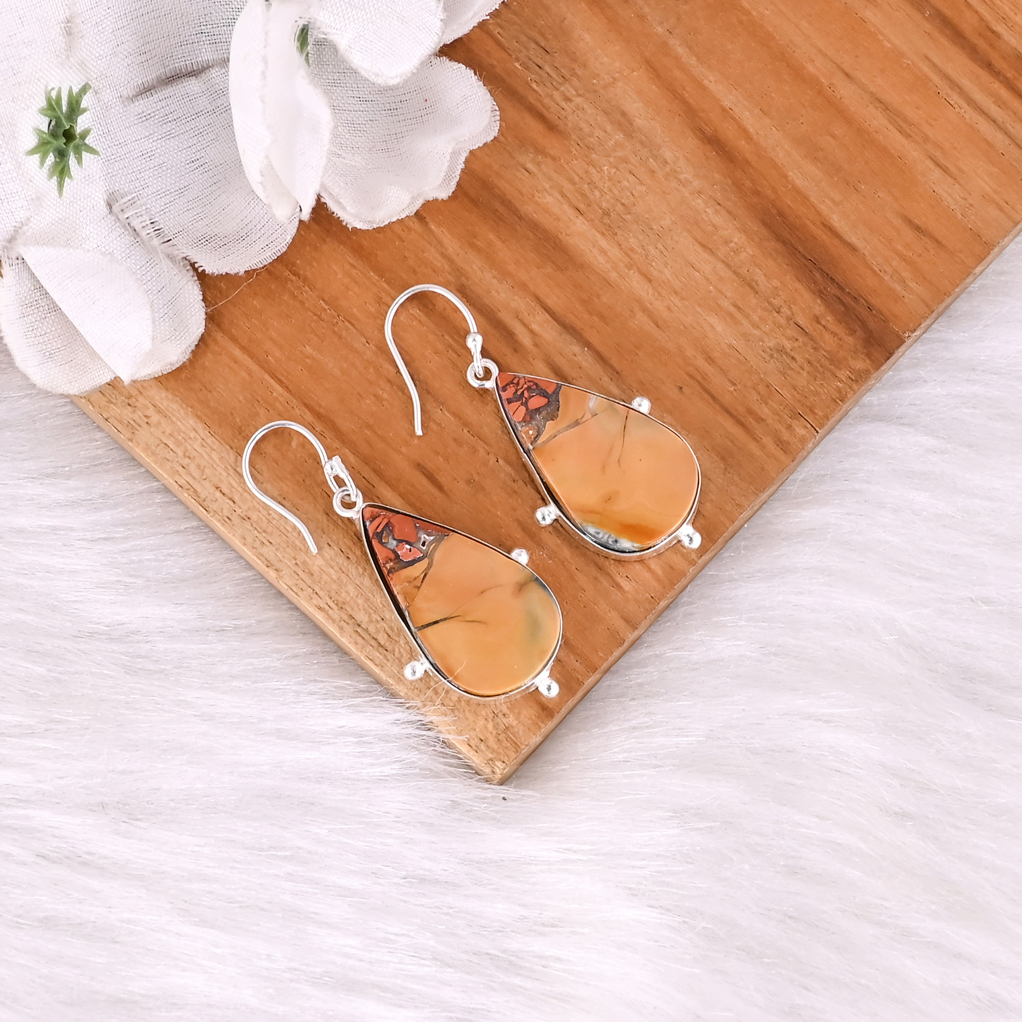 Womens Trendy Silver Plated Brass Malinga Jasper Dangle Earrings-Fashionable Gift for Weddings  Engagements