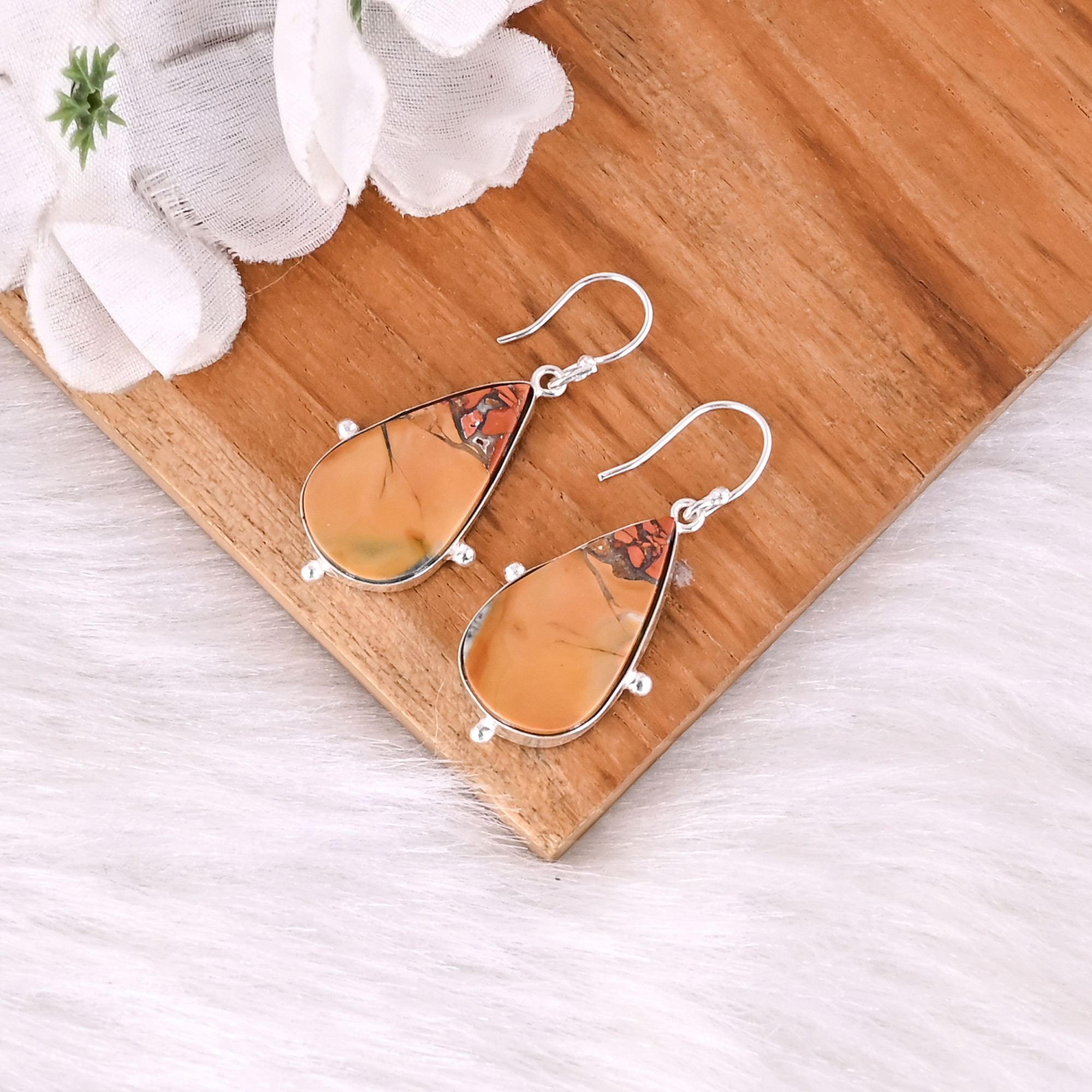 Womens Trendy Silver Plated Brass Malinga Jasper Dangle Earrings-Fashionable Gift for Weddings  Engagements