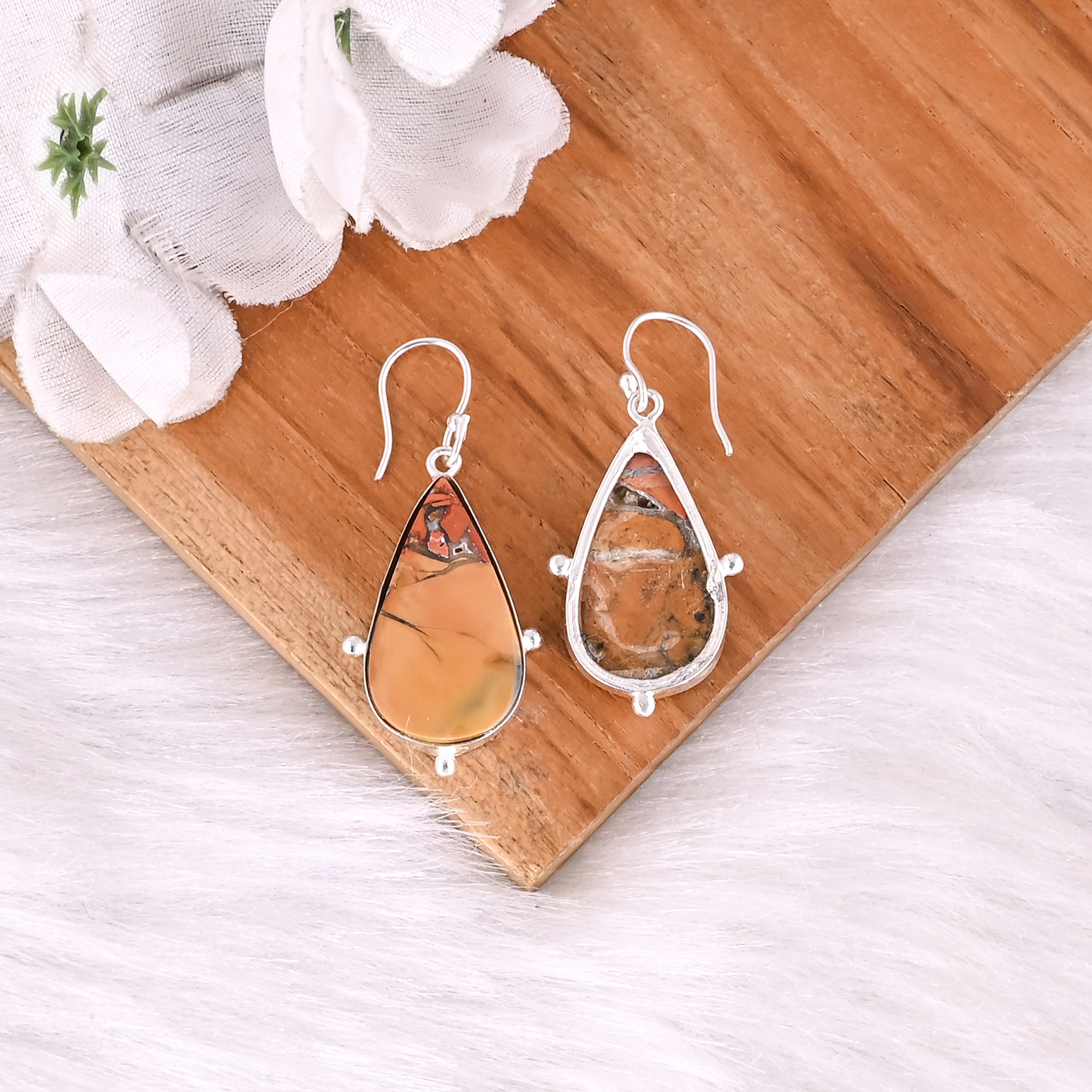 Womens Trendy Silver Plated Brass Malinga Jasper Dangle Earrings-Fashionable Gift for Weddings  Engagements