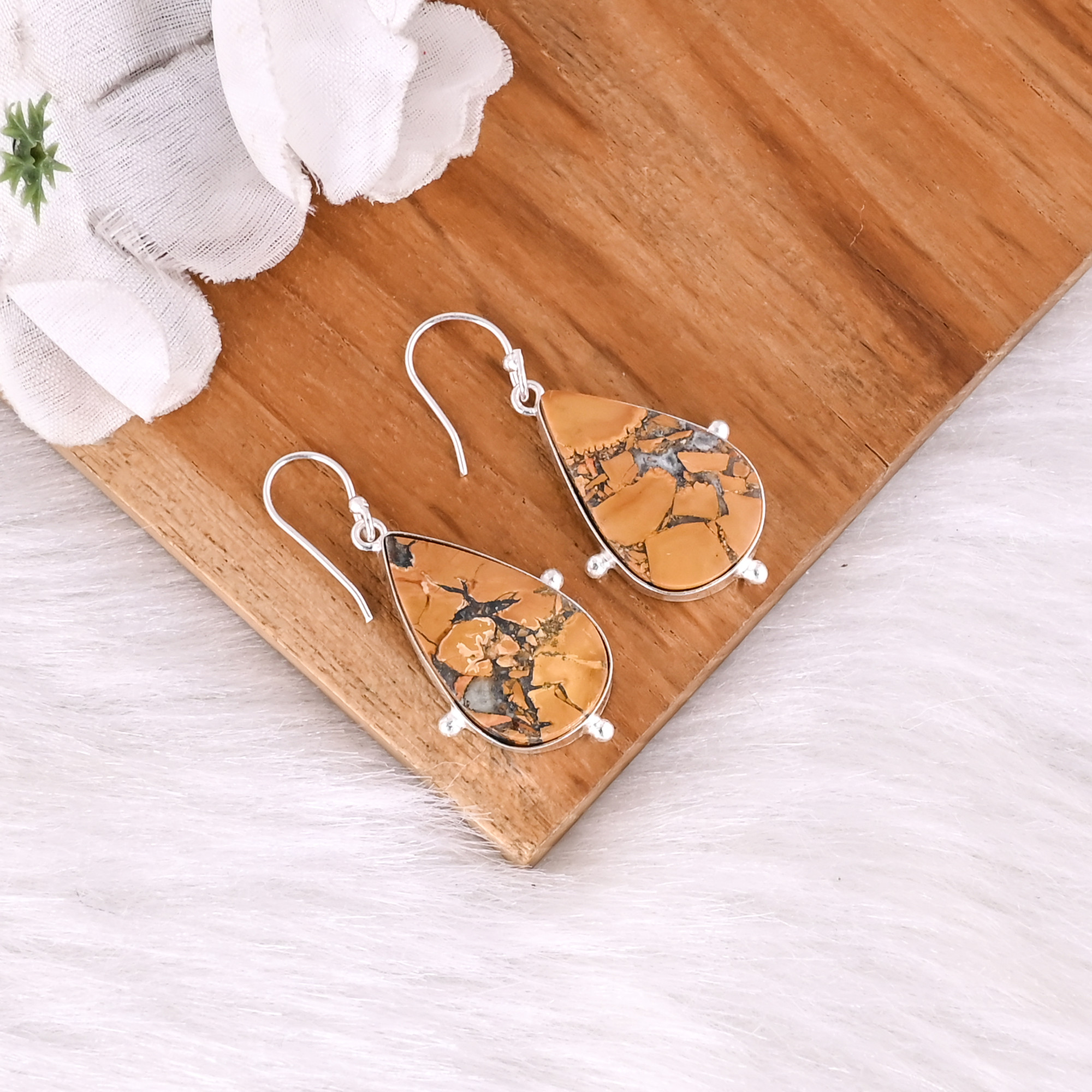 Hot Selling Silver Plated Earring Malinga Jasper Gemstone Earring Fashion Boho Statement Earrings Wholesale Popular Jewelry